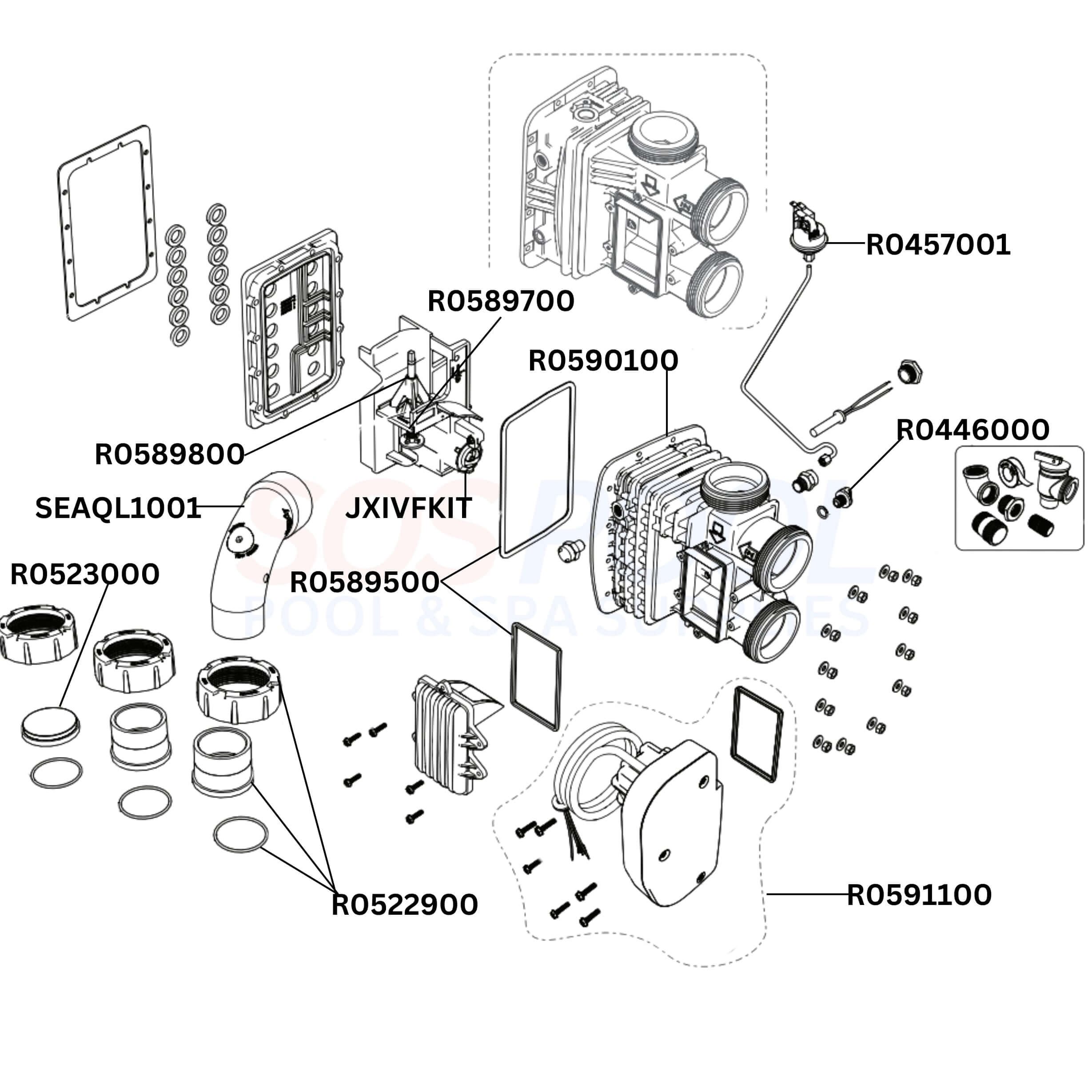 Jandy JXi400N Heater Diagram & Part List