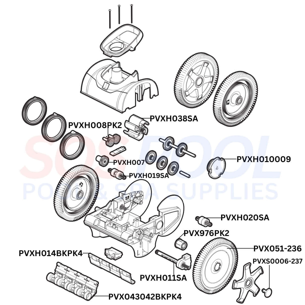 Hayward AquaNaut 4-Wheel Cleaner Diagram & Part List