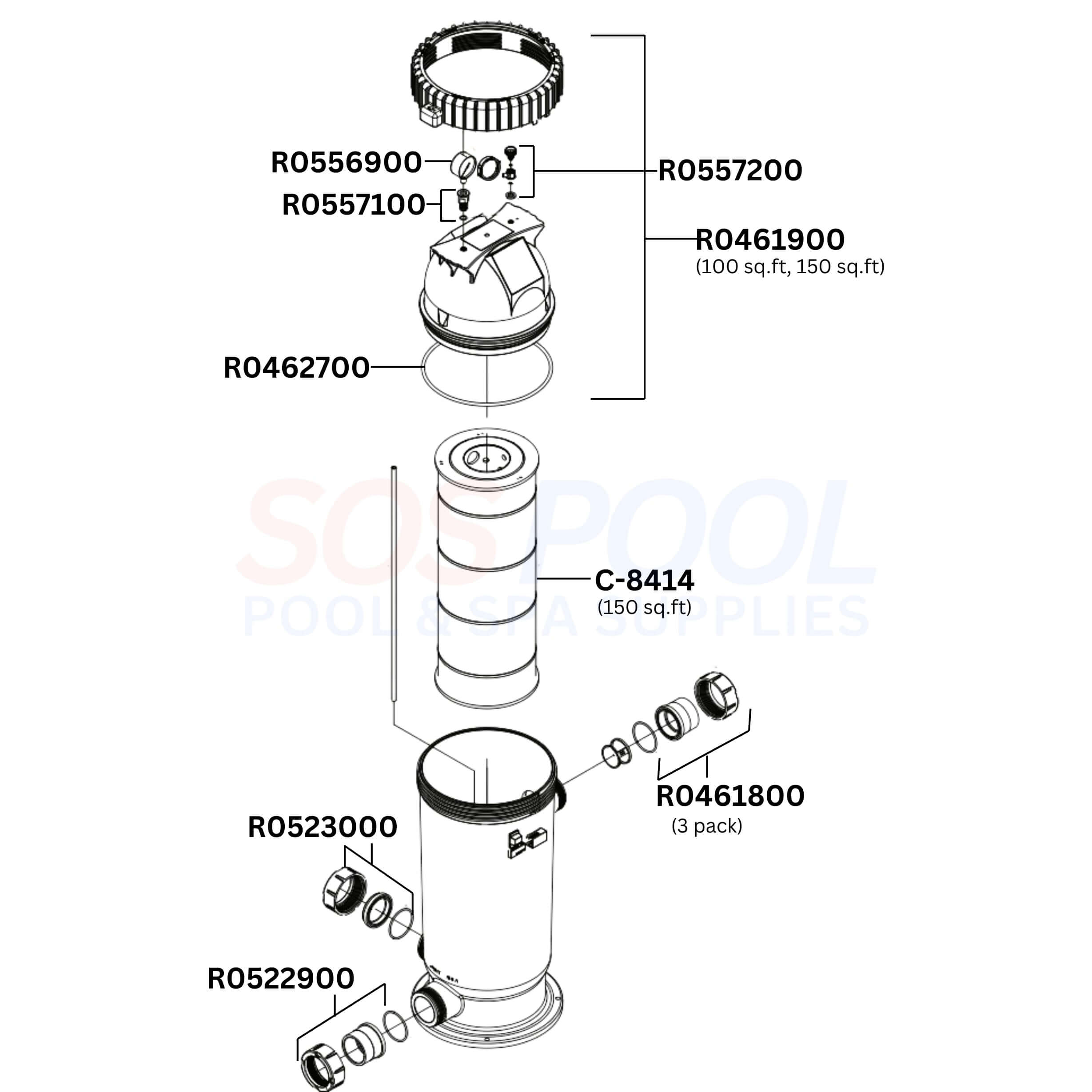 Jandy CS Series Cartridge Filter Diagram & Part List