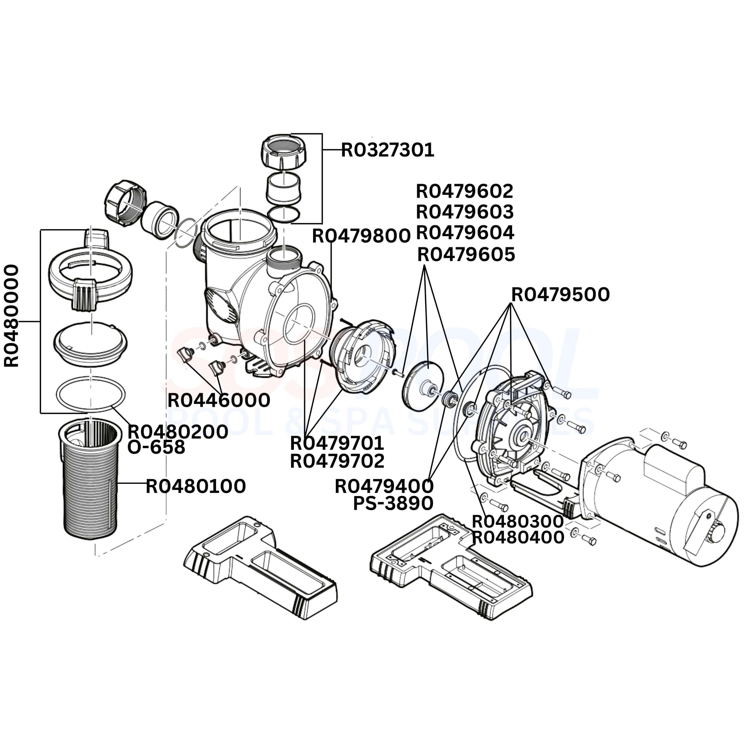 Jandy FloPro Single Speed Pump Diagram & Part List