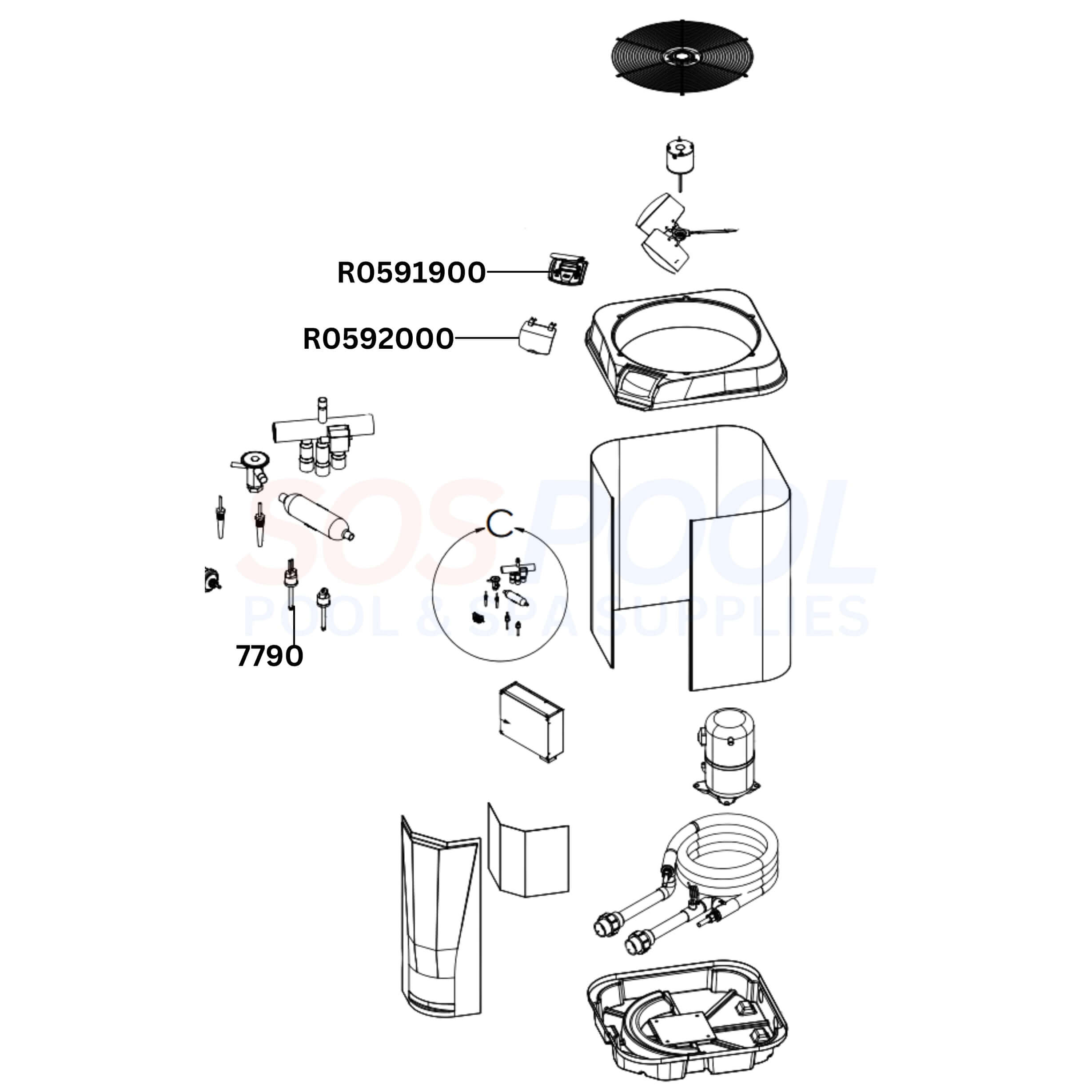 Jandy VersaTemp JRT3000R Heat Pump Diagram & Part List