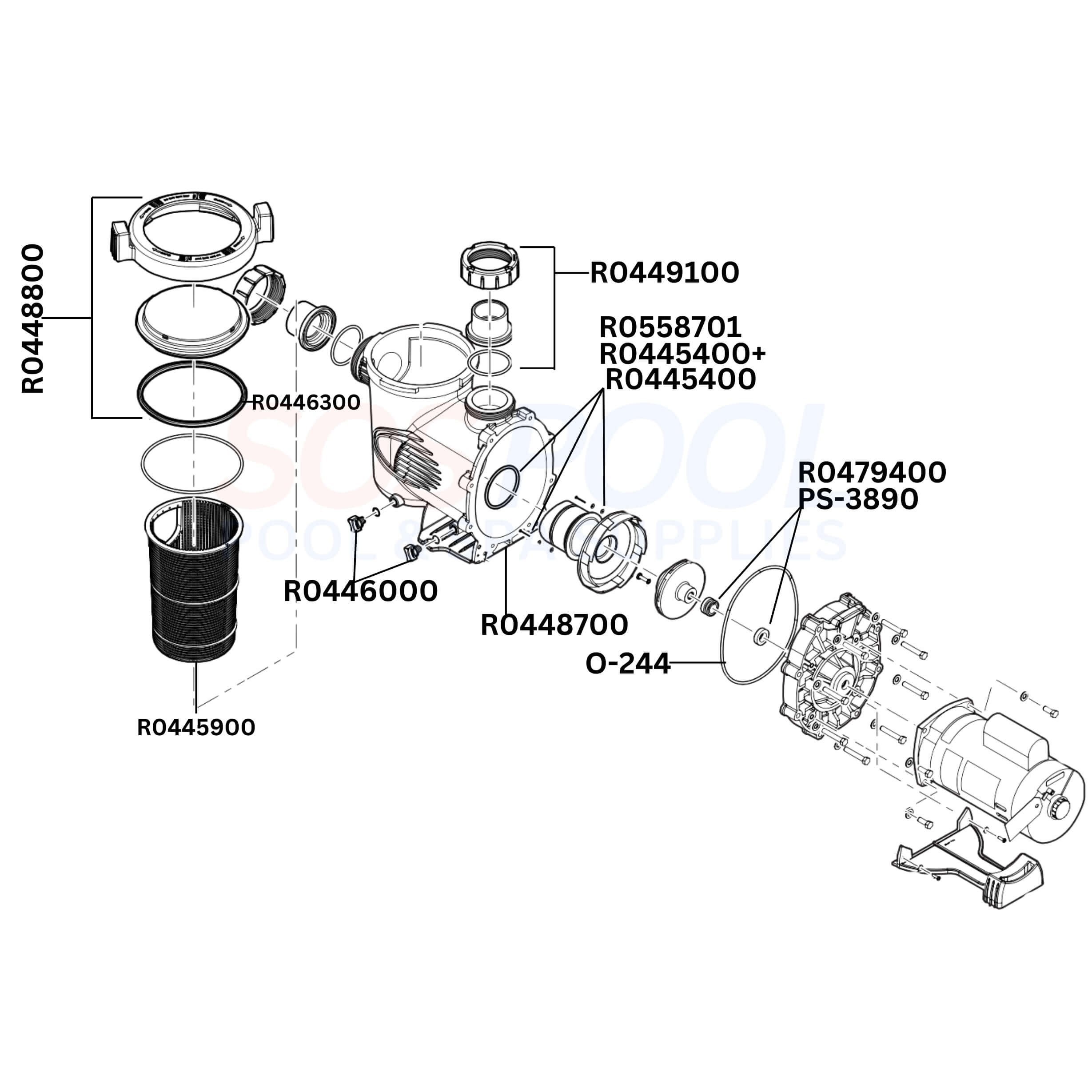 Jandy Stealth Single Speed Pump Diagram & Part List