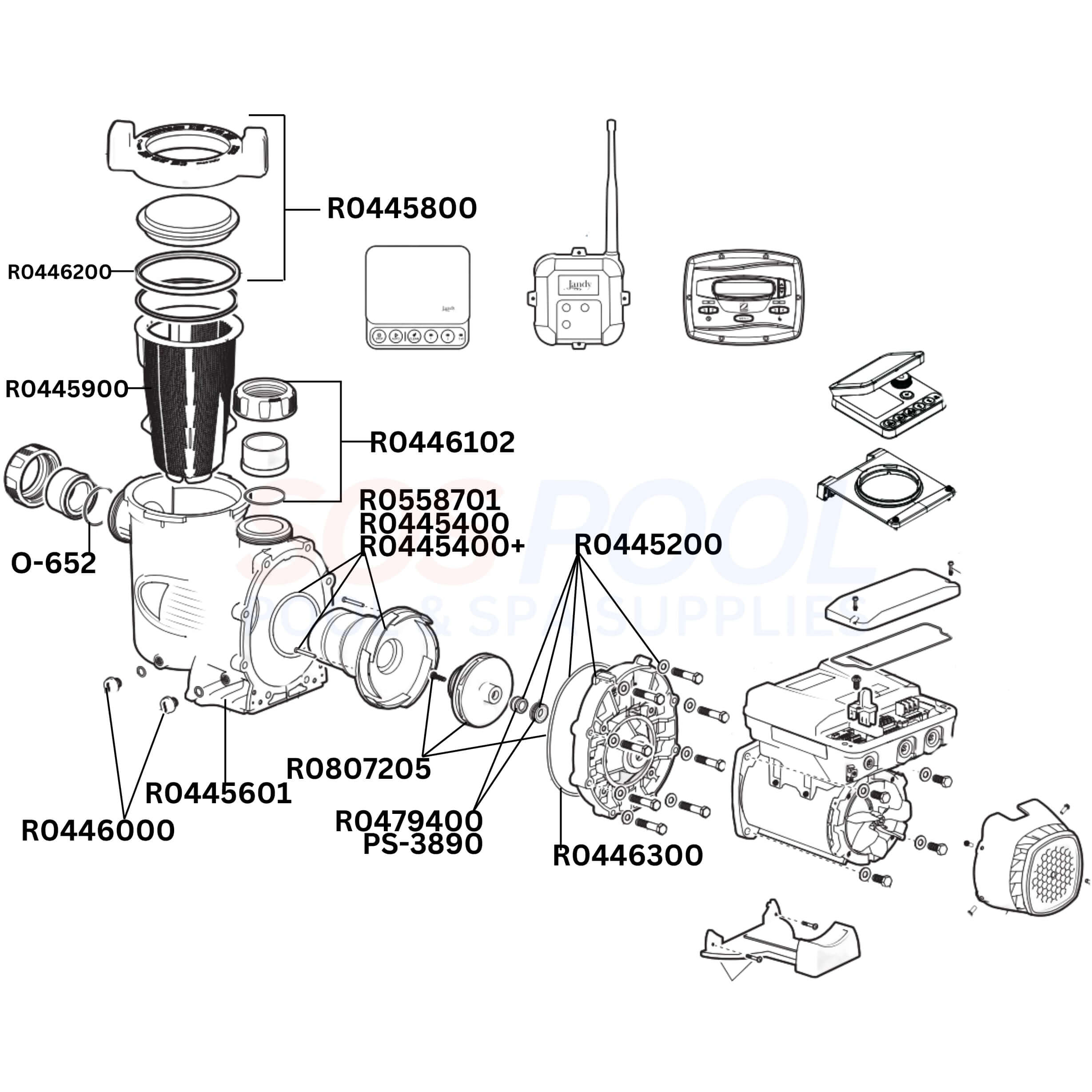 Jandy ePump 3.8HP Variable Speed Pump Diagram & Part List