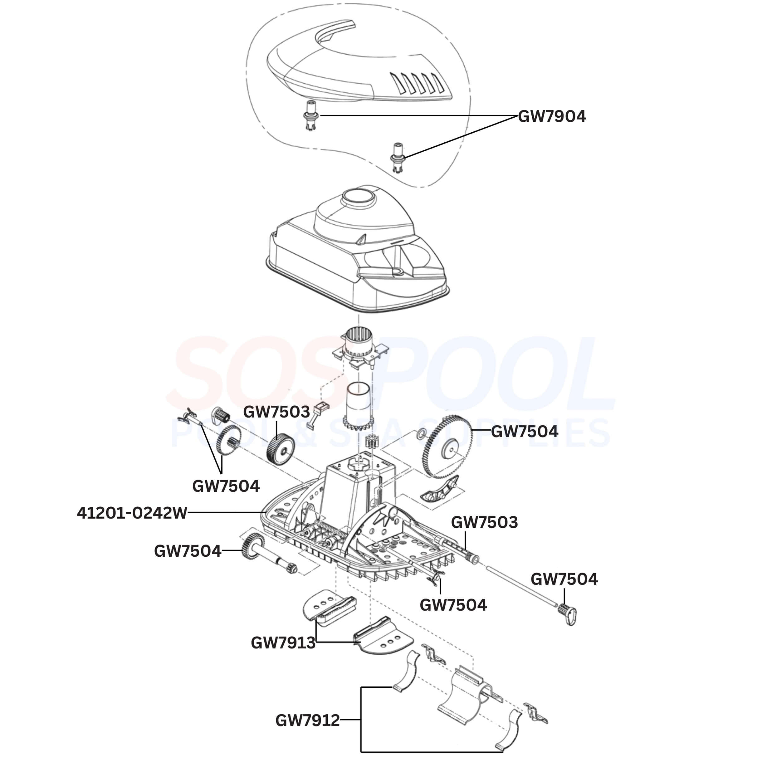 Kreepy Krauly SandShark Inground Cleaner Diagram & Part List