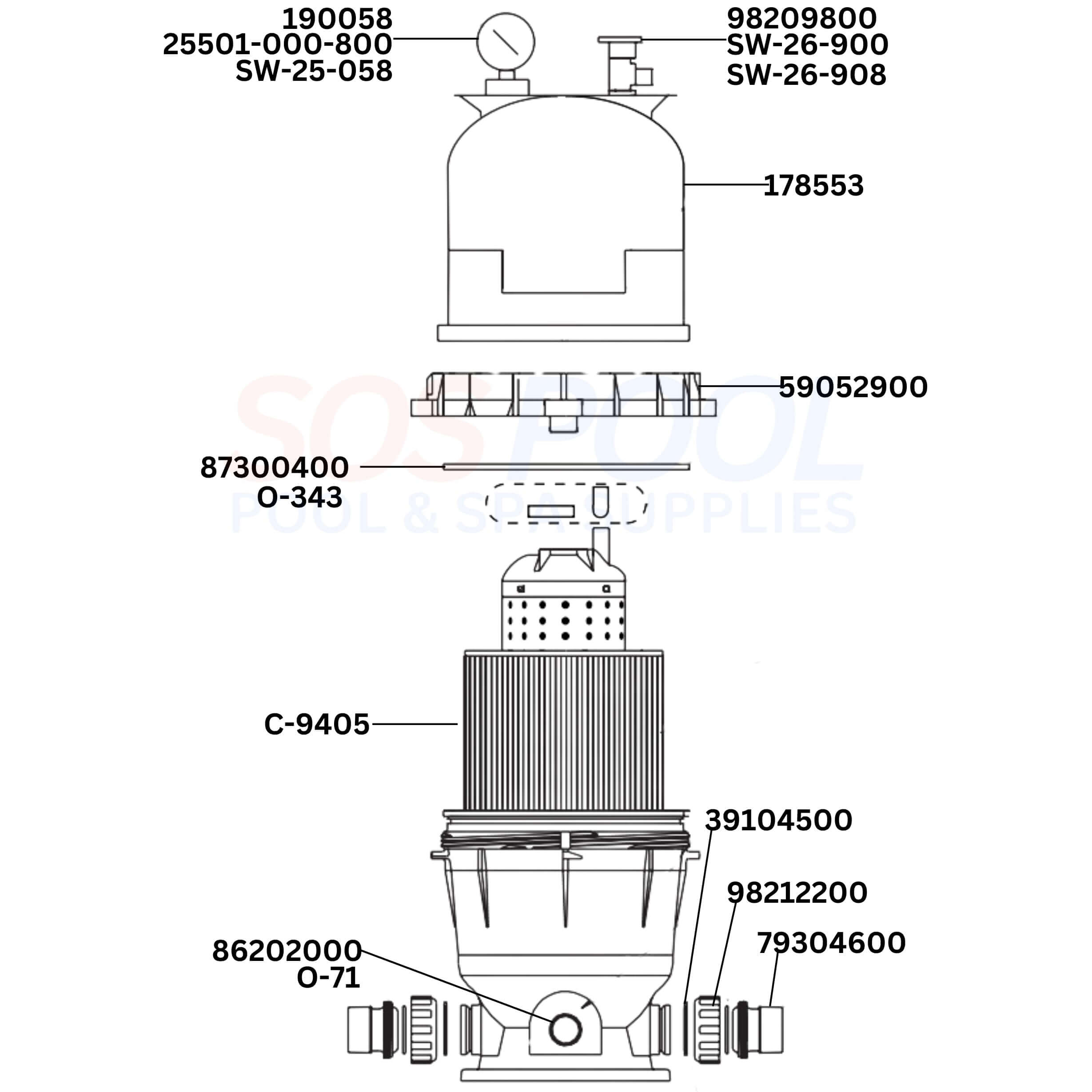 Pentair Clean & Clear 50 160314 Filter Diagram & Part List