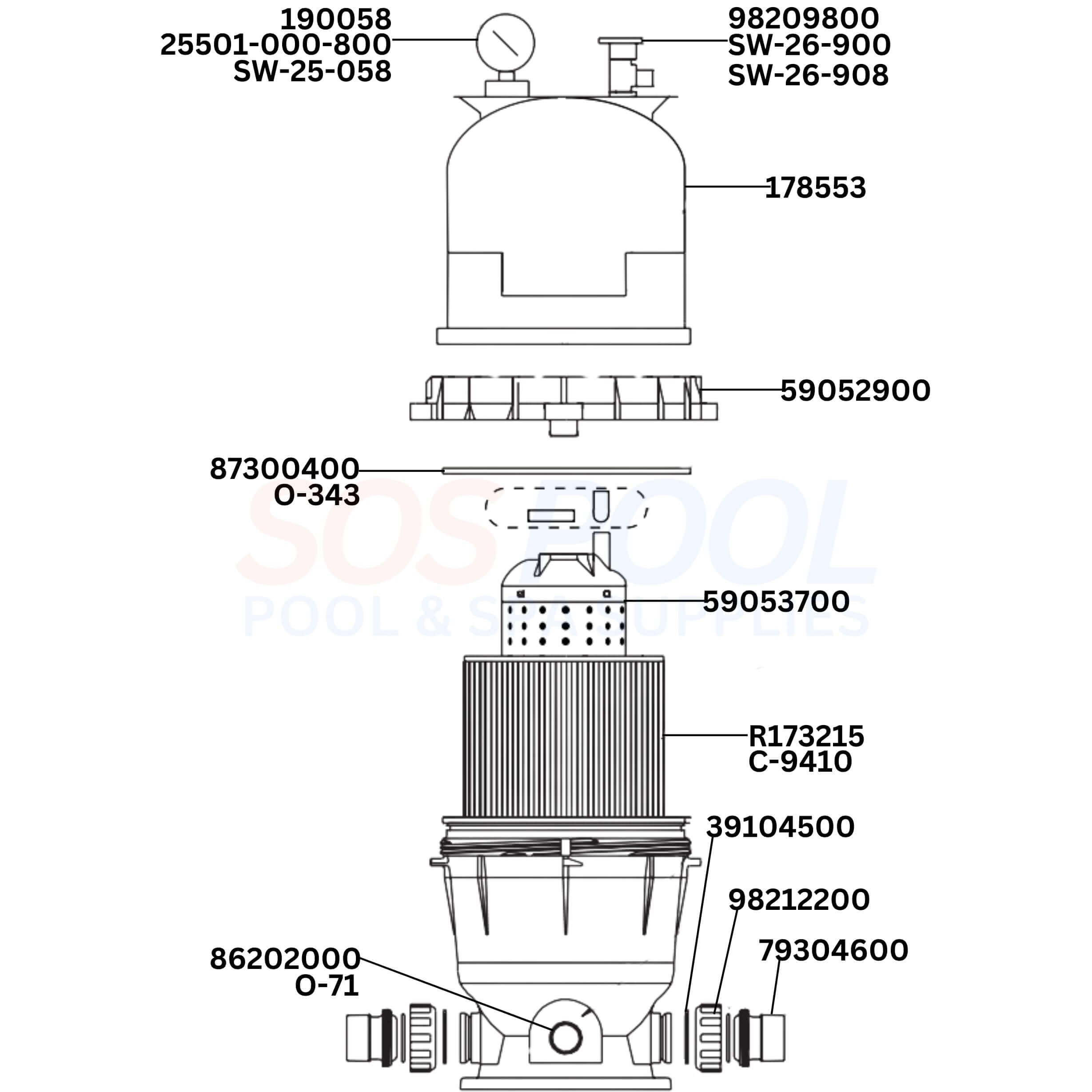 Pentair Clean & Clear 100 160316 Filter Diagram & Part List