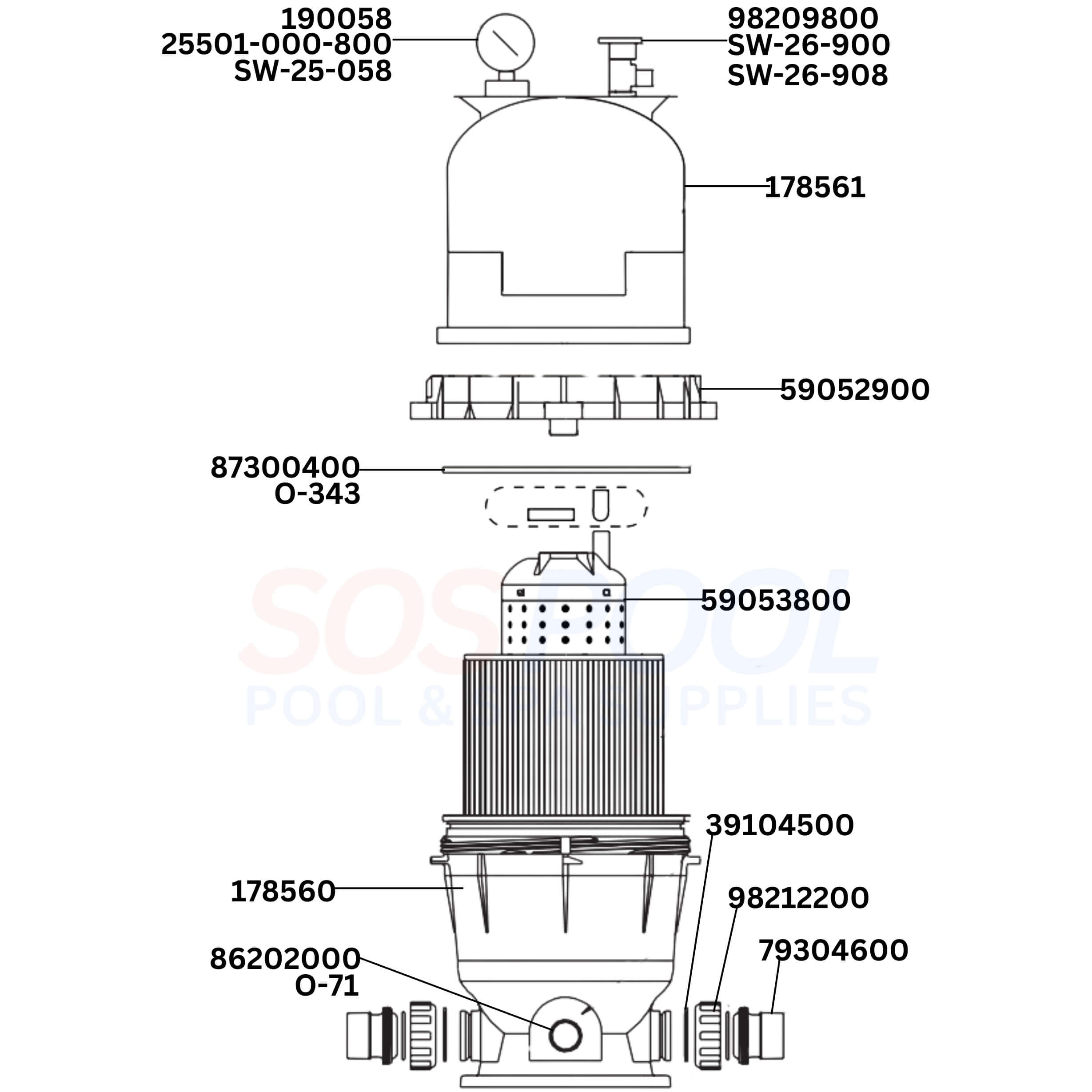 Pentair Clean & Clear 150 160317 Filter Diagram & Part List