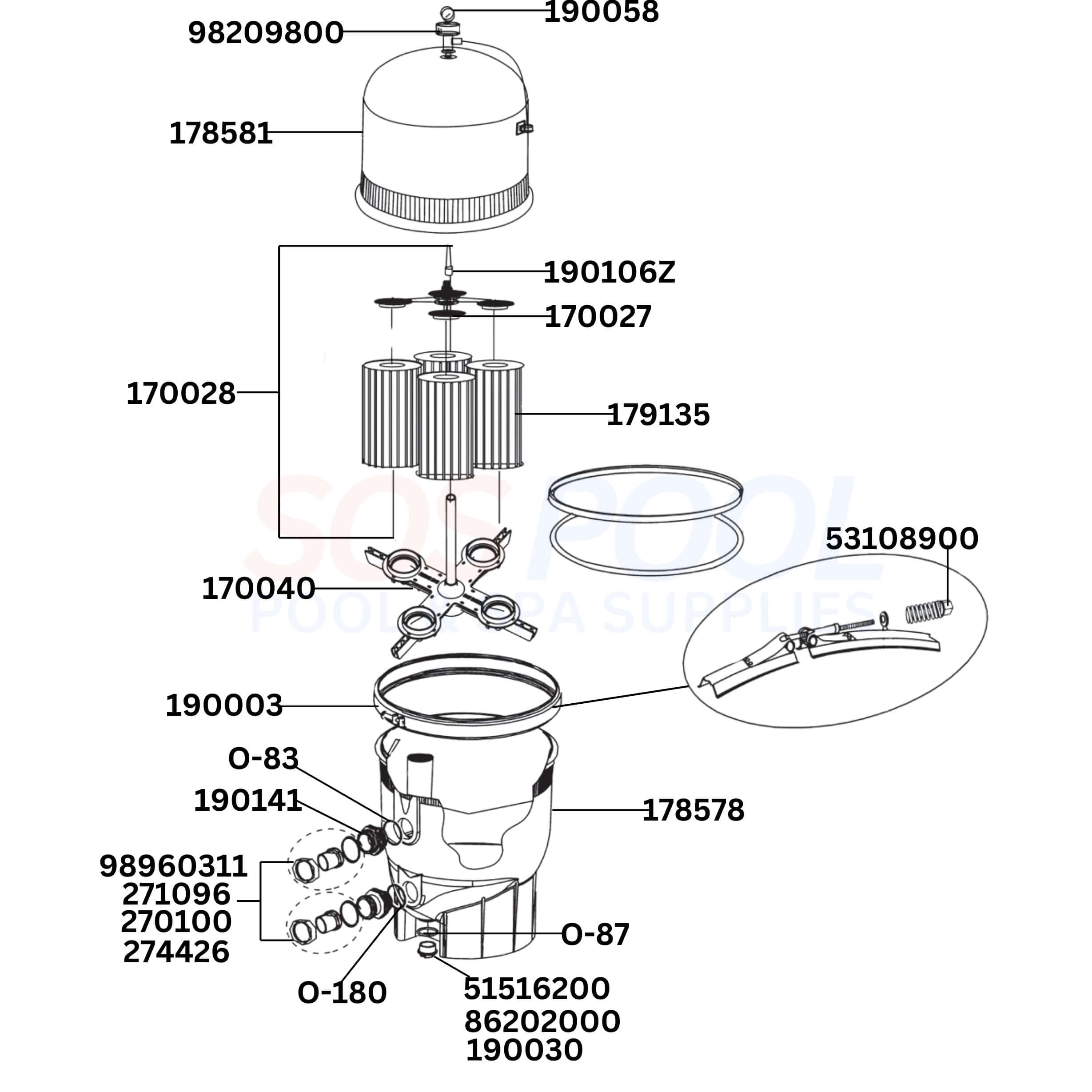 Swimables Drain Cap with O-Ring for Pentair Filters | 190030Z | SW-26-