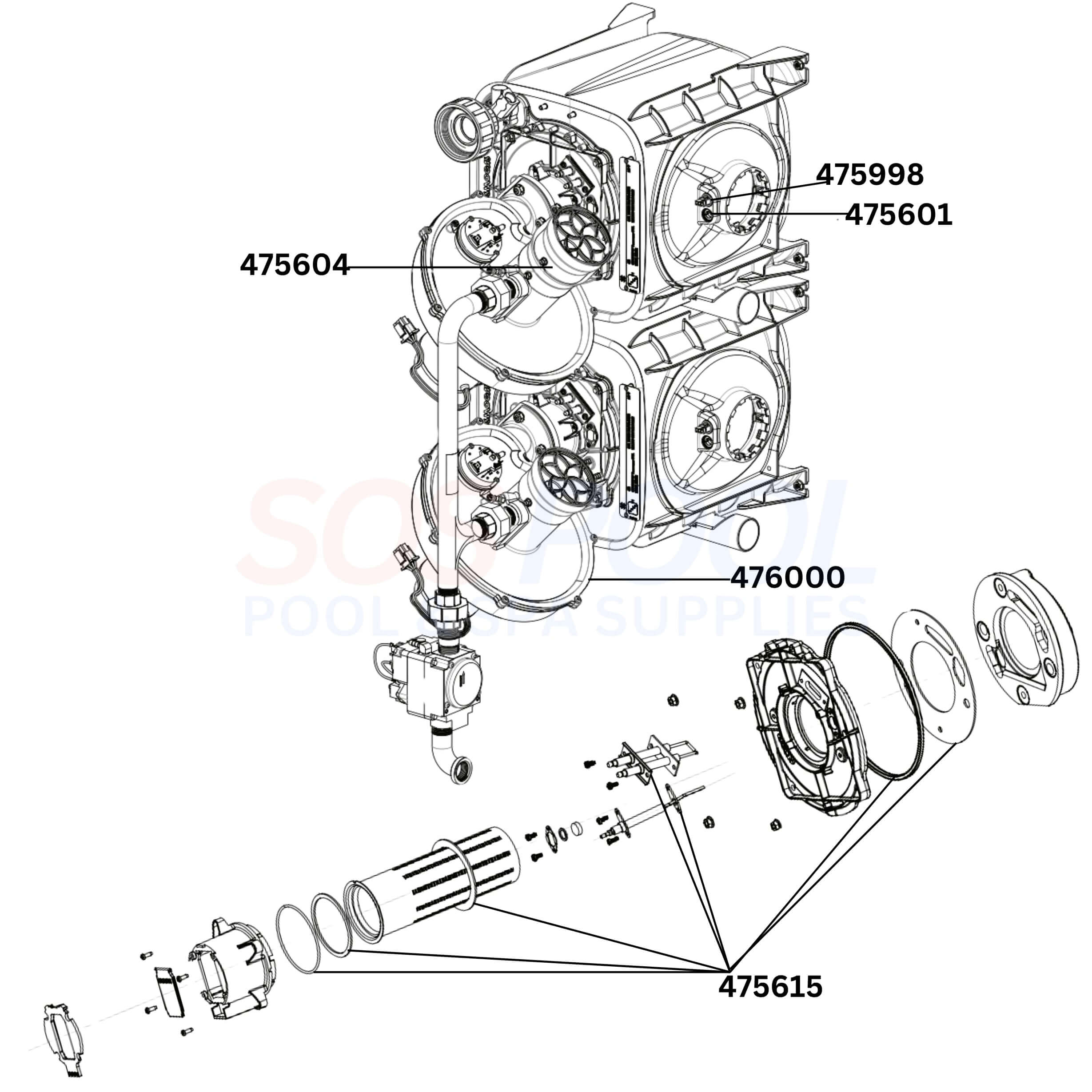 Pentair ETi 400 Heater Diagram & Part List