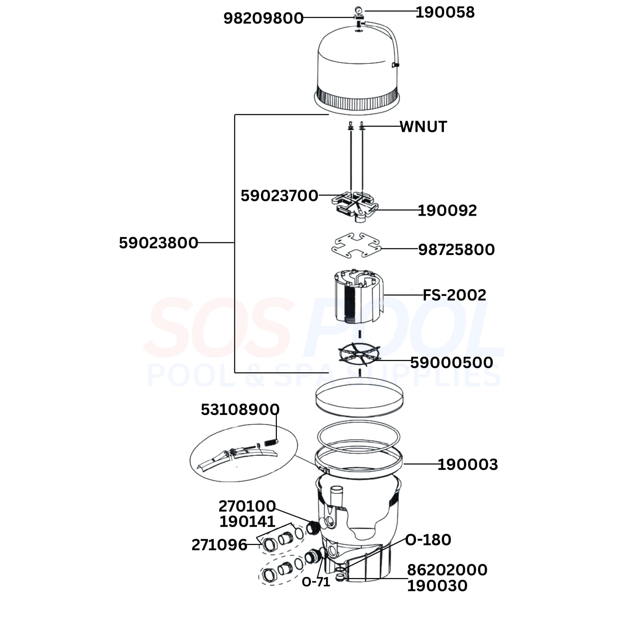 Pentair FNS Plus DE 24 180006 Filter Diagram & Part List