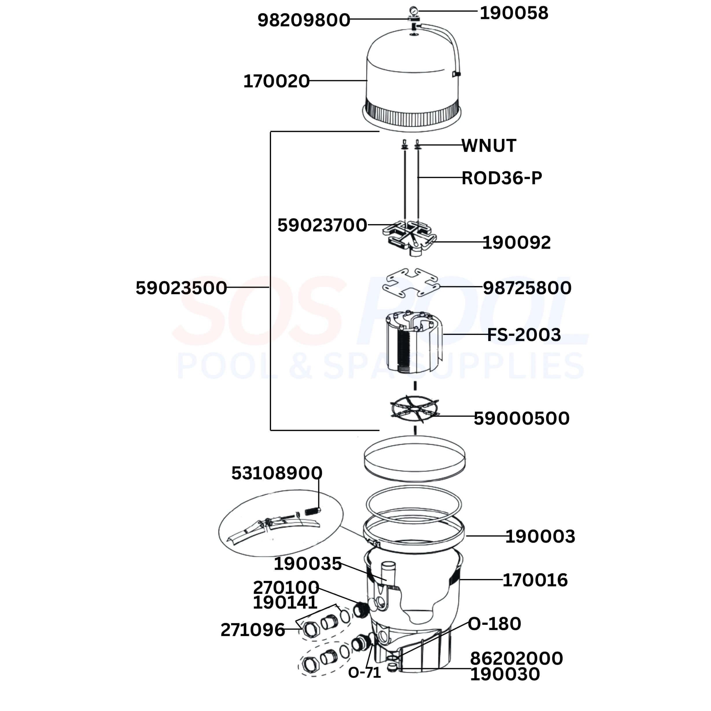 Pentair FNS Plus DE 180007 Filter Replacement Parts Diagram
