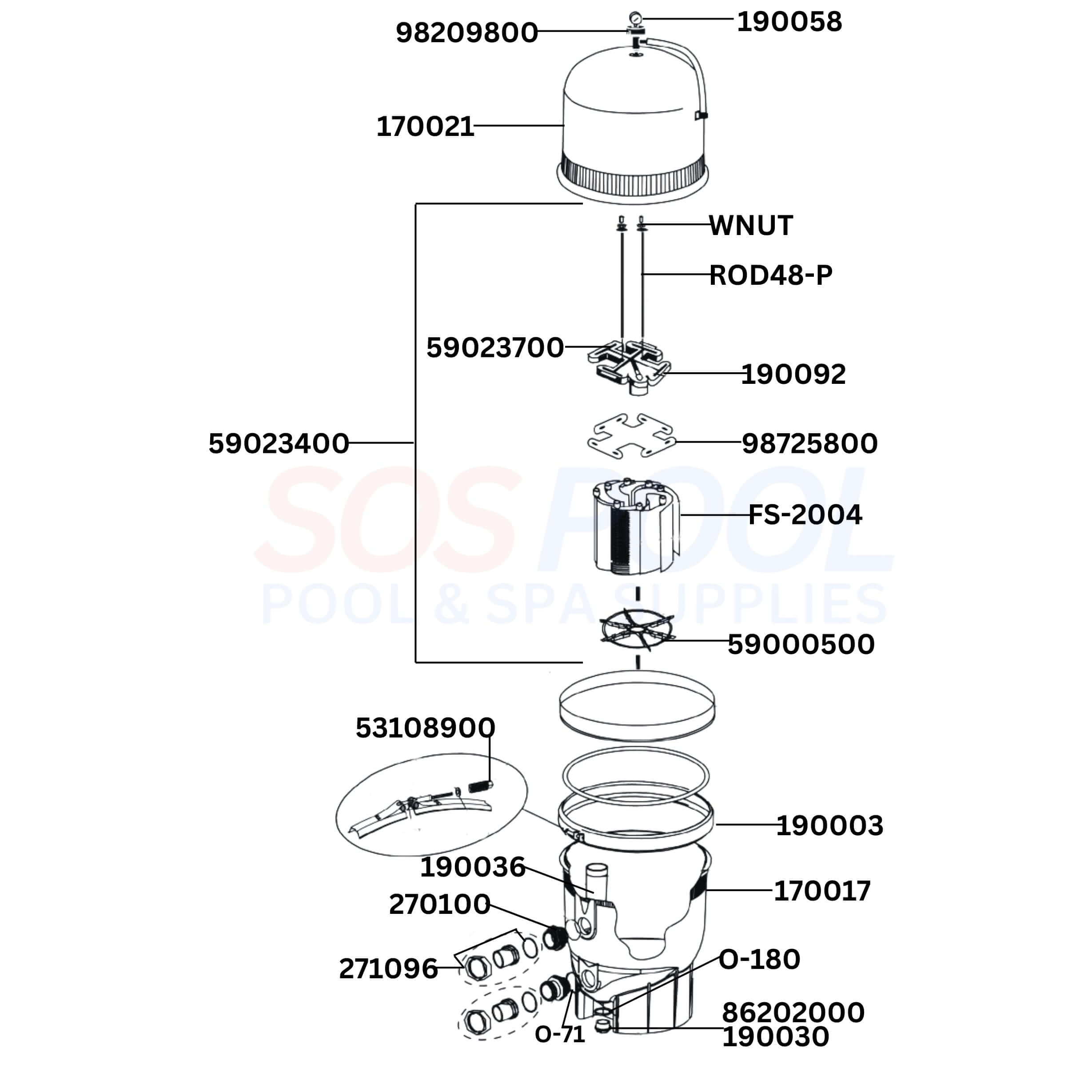 Pentair FNS Plus DE 180008 Filter Replacement Parts Diagram