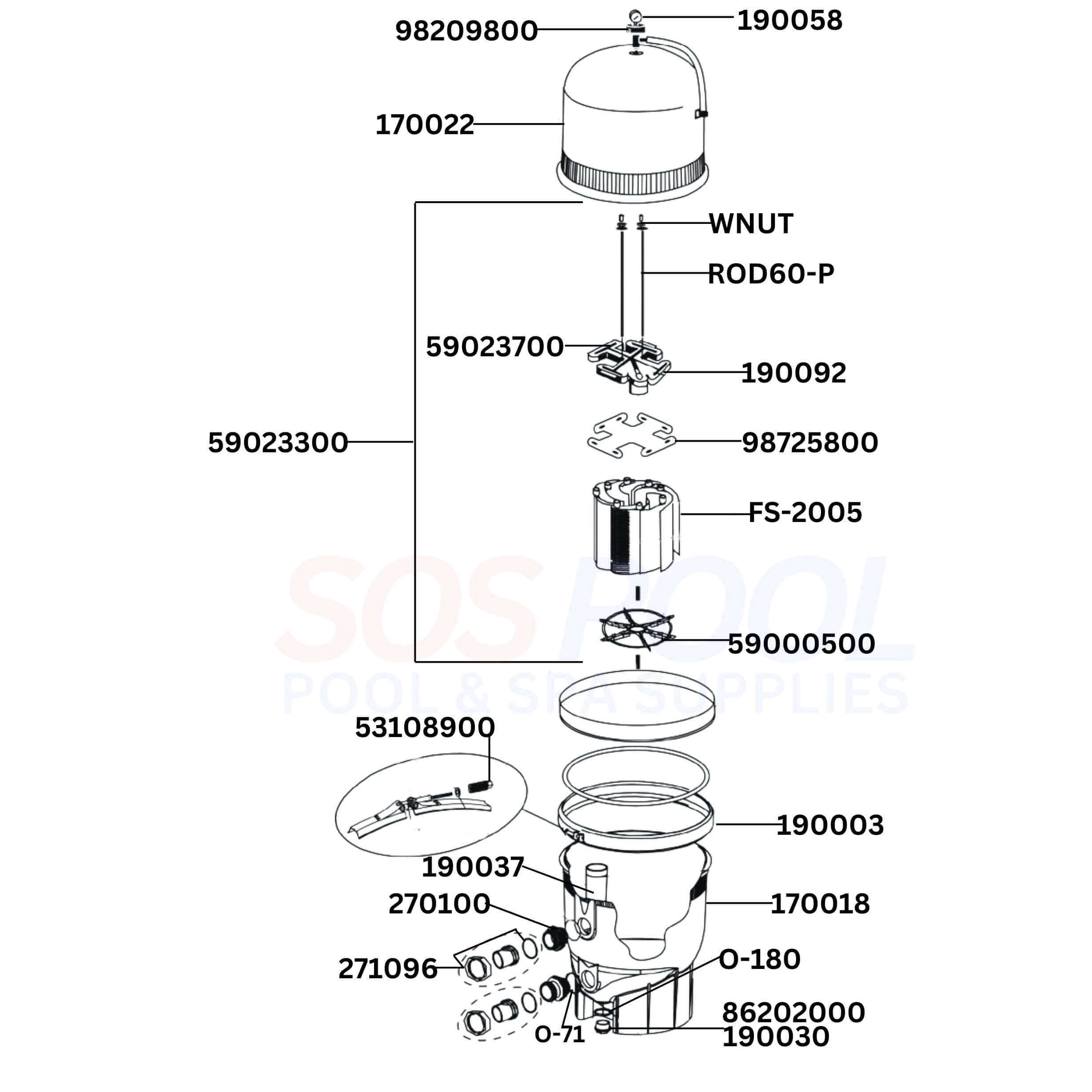 Pentair FNS Plus DE 180009 Filter Replacement Parts Diagram