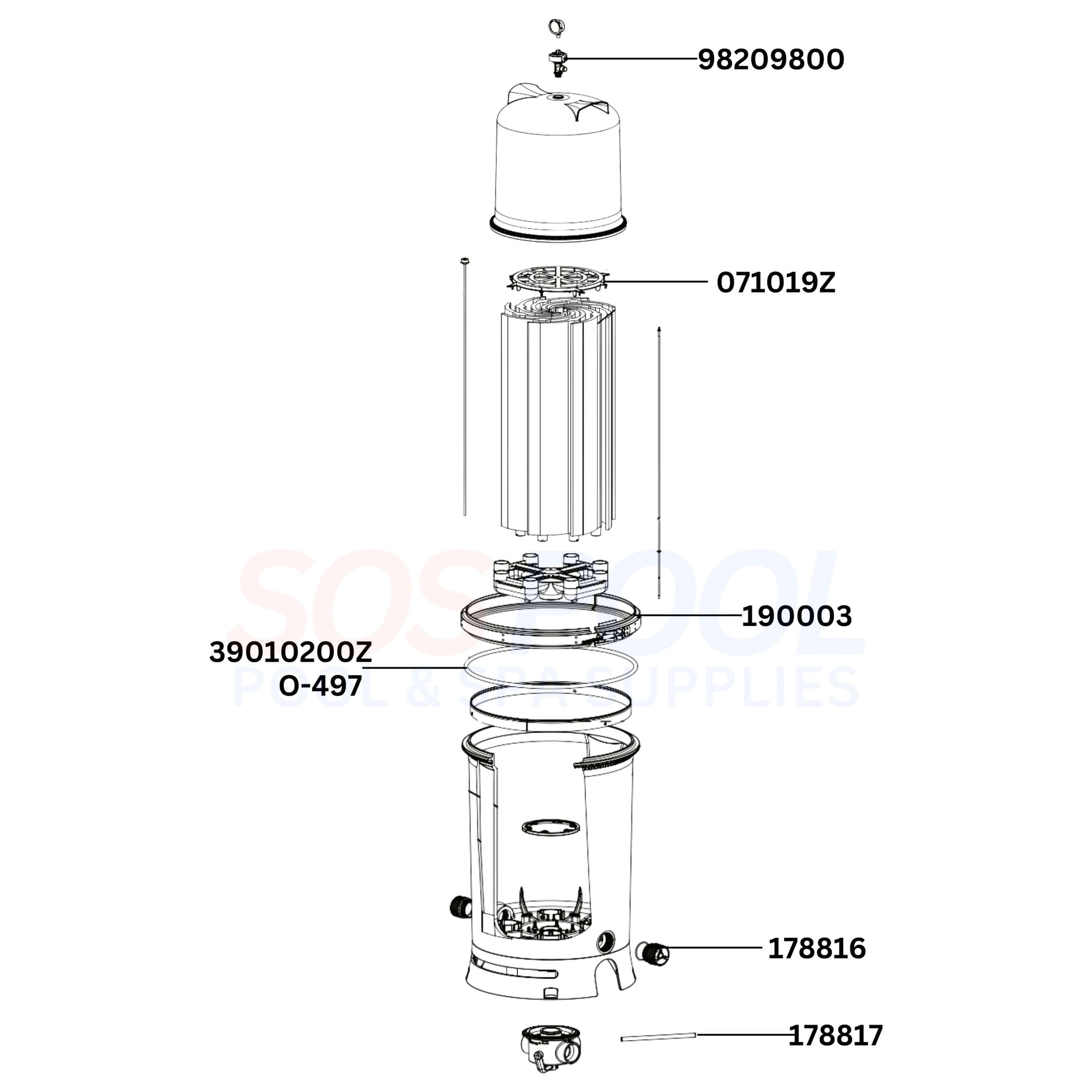 Pentair FullfloXF 4000 Series 72 188625 Filter Diagram & Part List