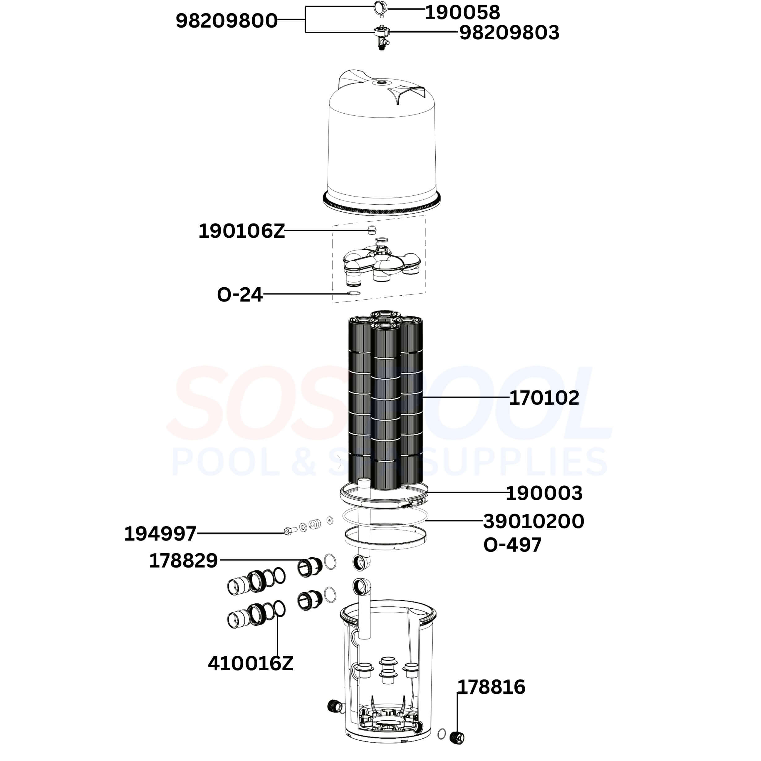 Pentair FullfloXF C-Series 620 160448 Filter Diagram & Part List