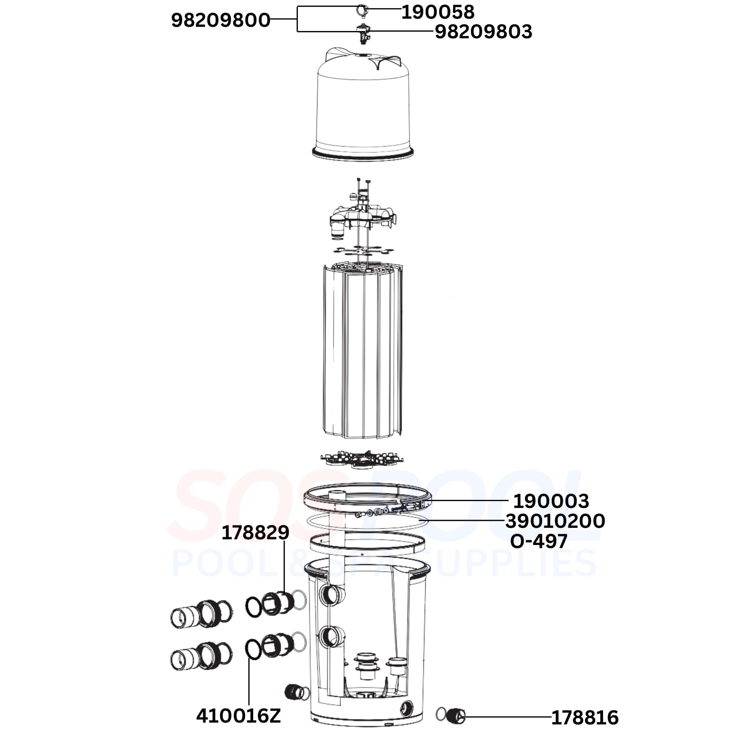 Pentair FullfloXF F-Series 72 188621 Filter Diagram & Part List