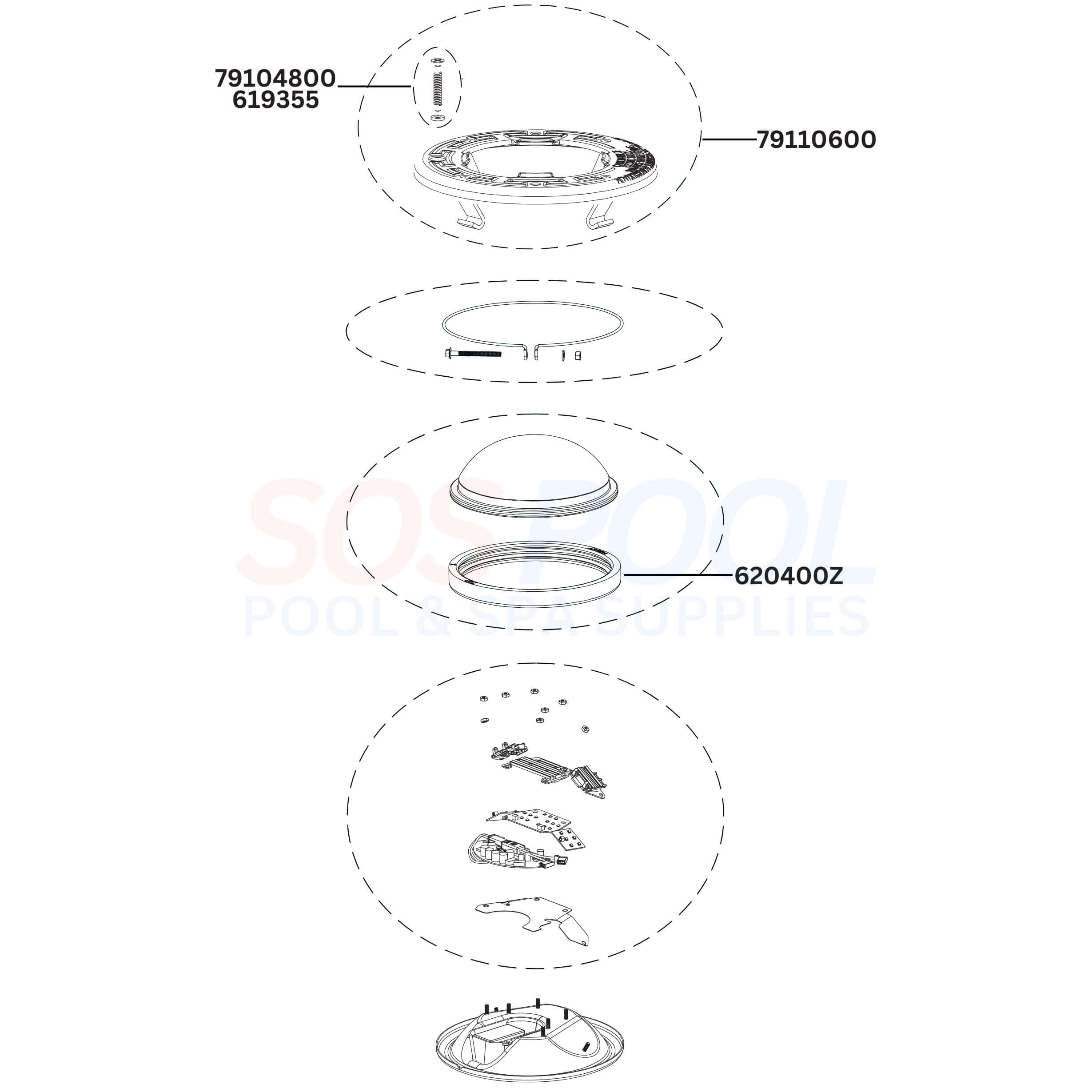 Pentair IntelliBrite Architectural Series Pool Light Diagram & Part List