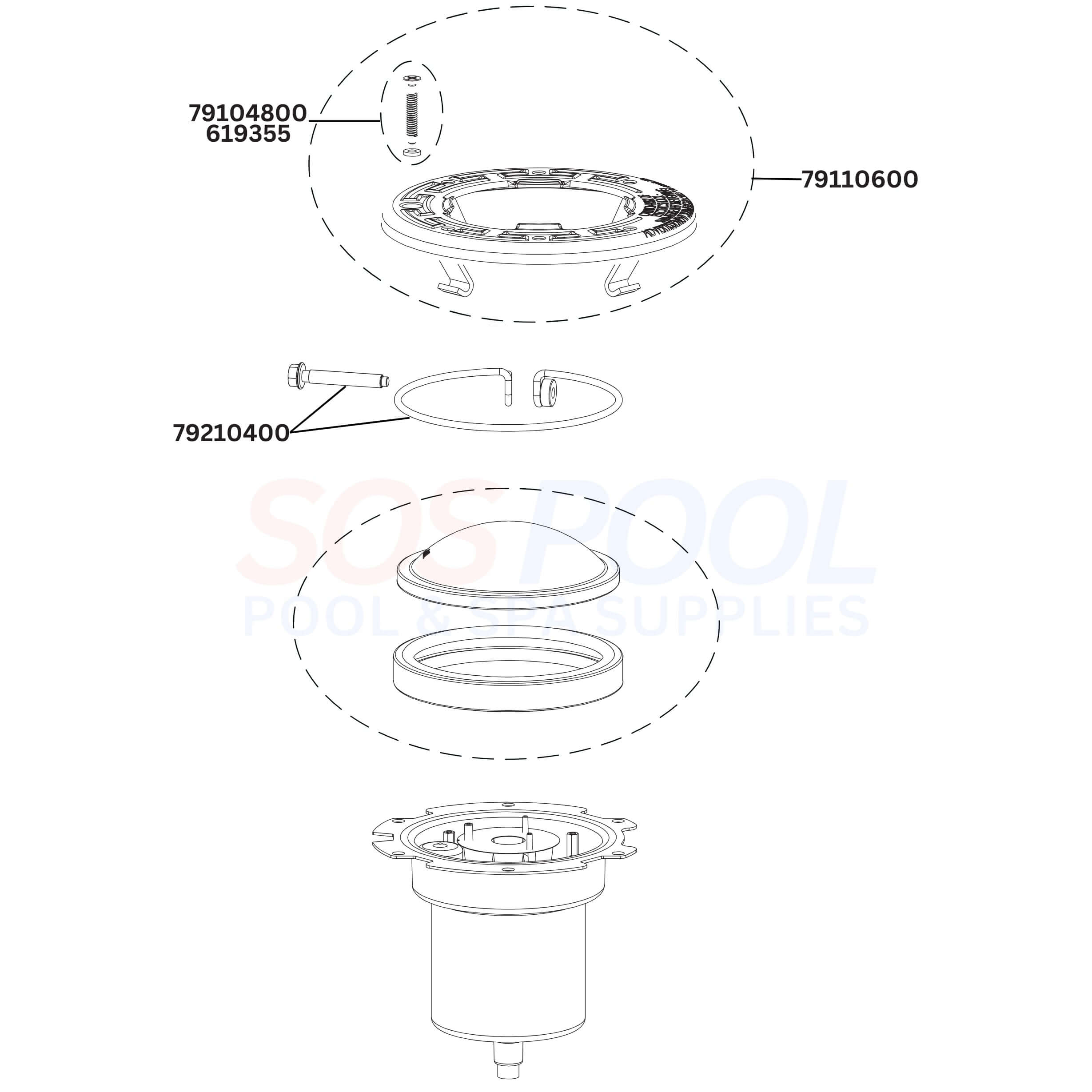 Pentair IntelliBrite Architectural Series Spa Light Diagram & Part List