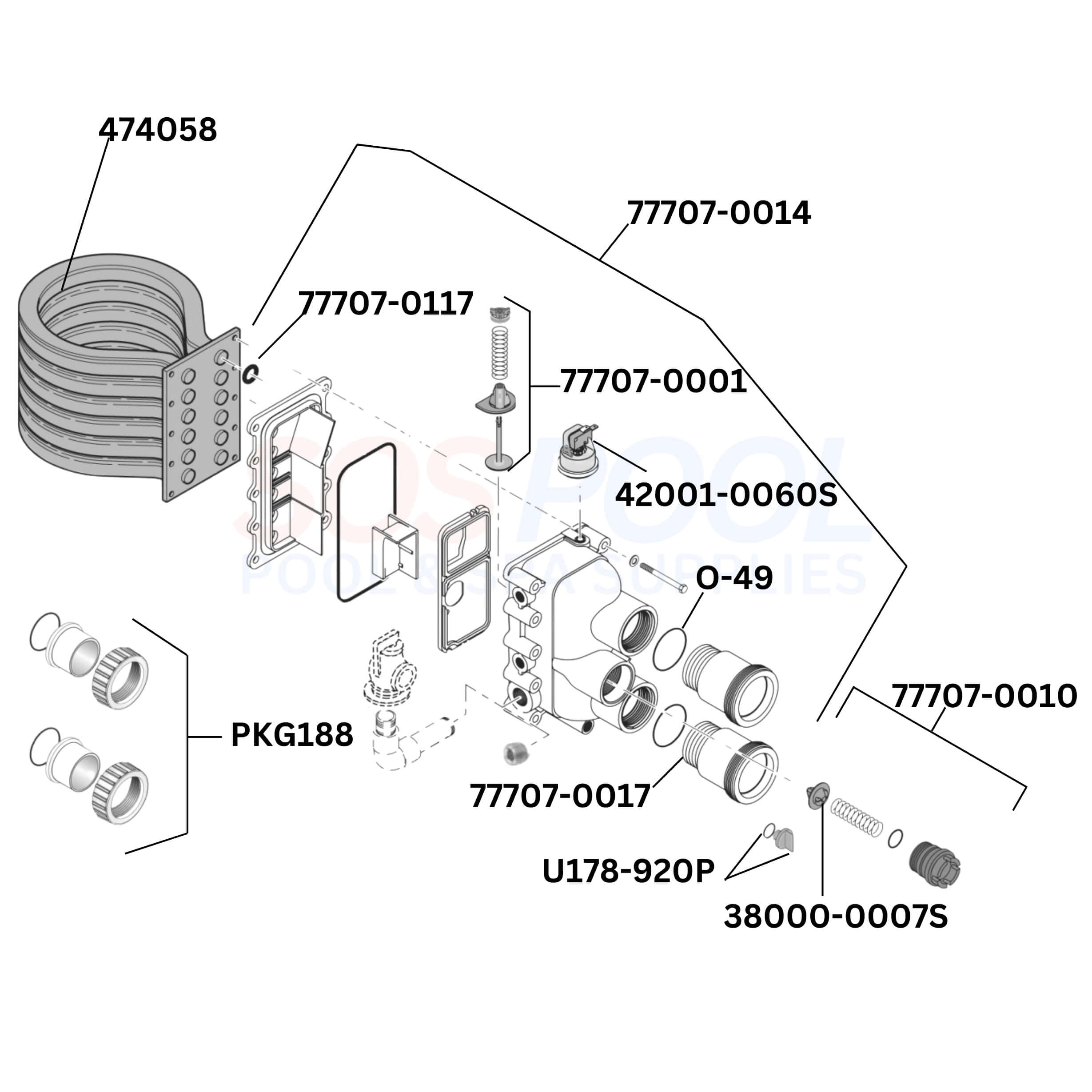 Pentair MasterTemp 200 460730 Heater Diagram & Part List