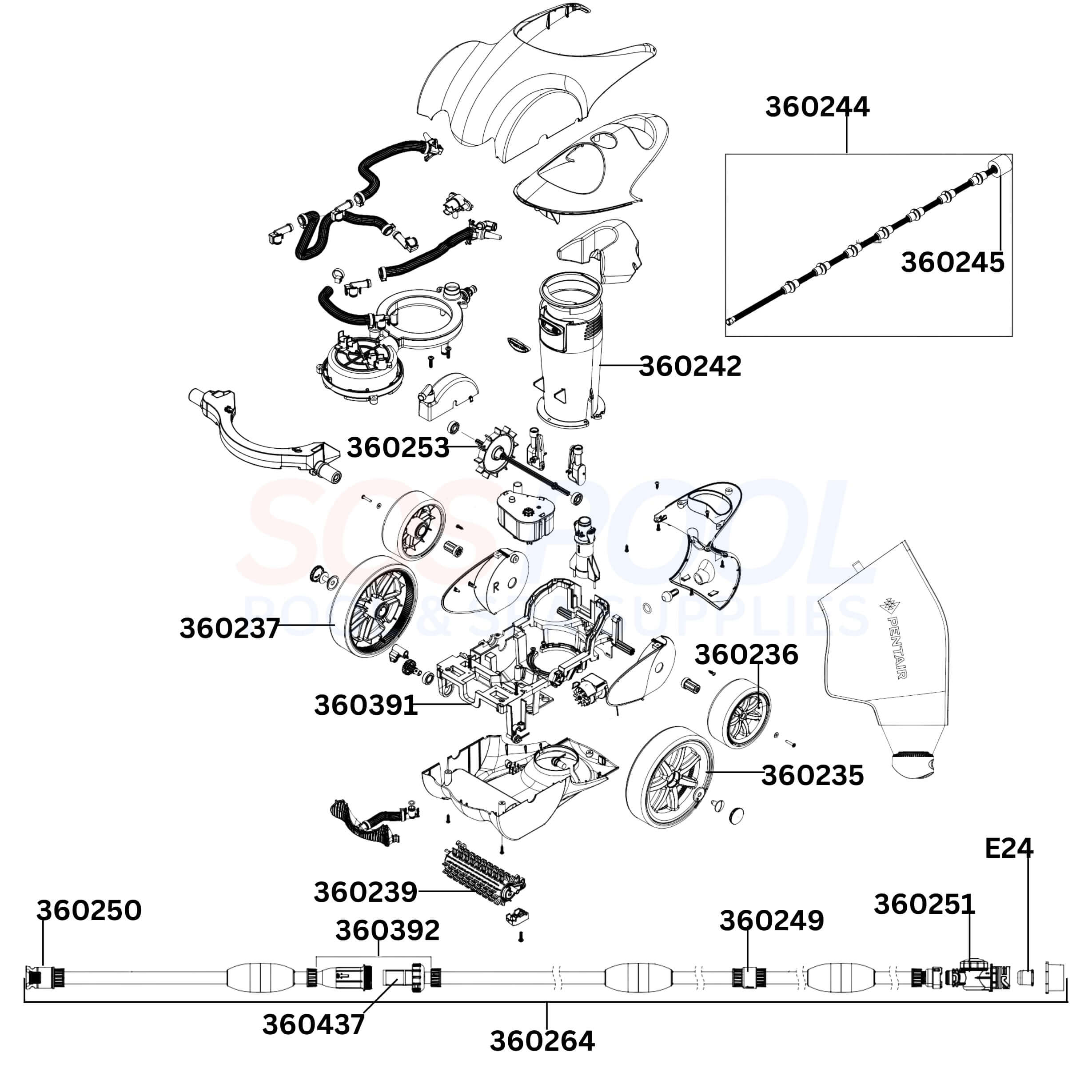 Pentair Racer Inground Cleaner Diagram & Part List