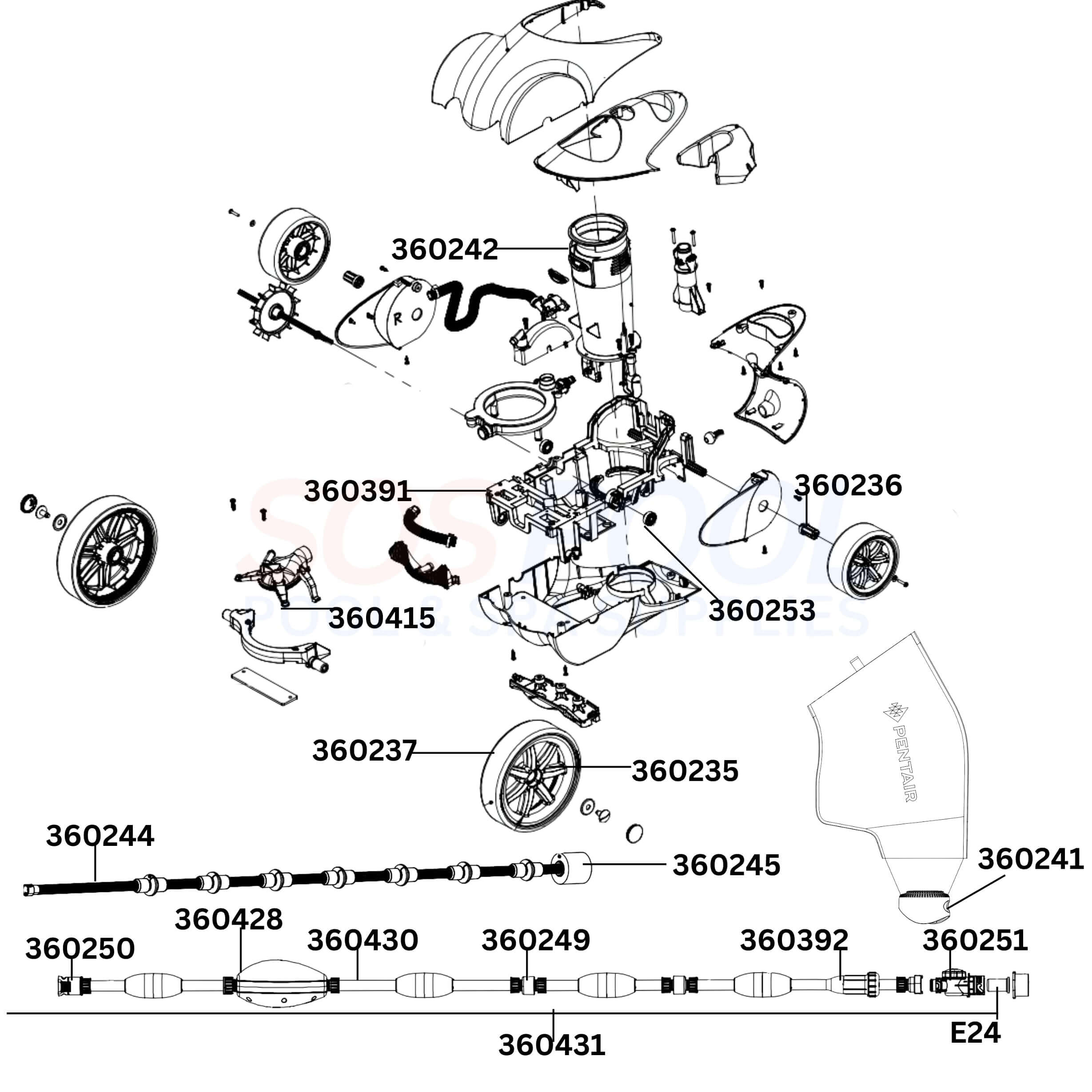 Pentair Racer LS Inground Cleaner Diagram & Part List