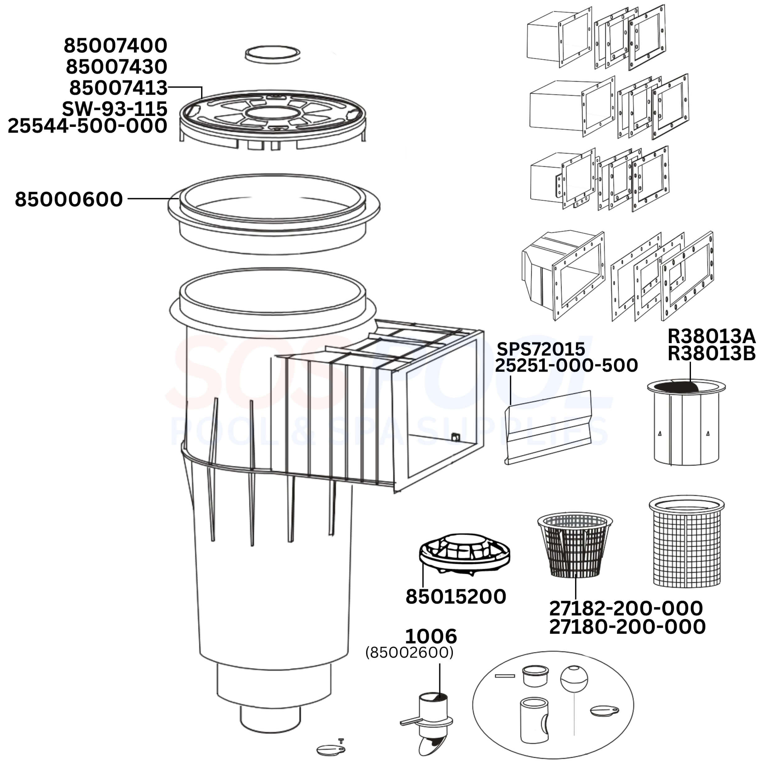 Pentair S15 and S20 Admiral Skimmer Diagram & Part List