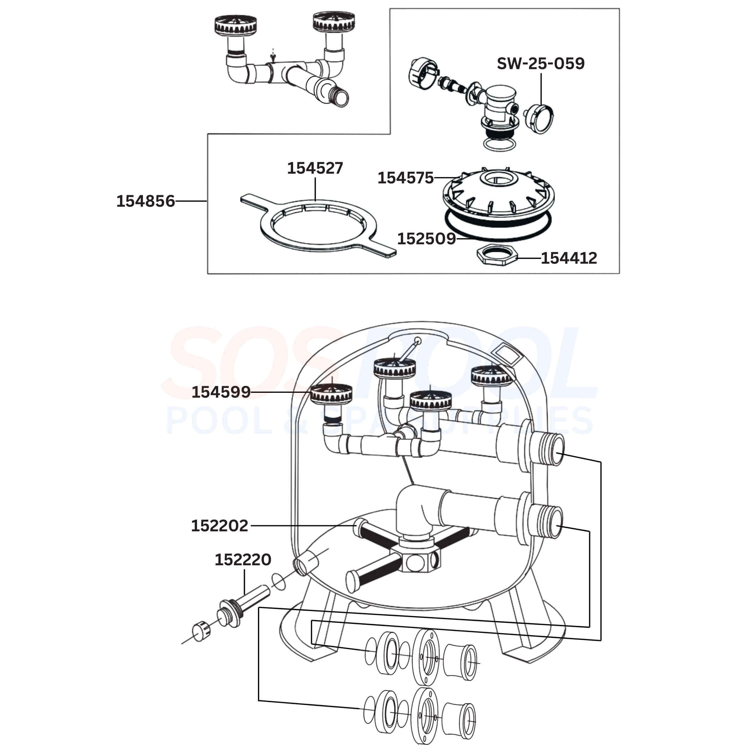 Pentair Triton C-3 Series TR140C-3 Sand Filter Diagram & Part List