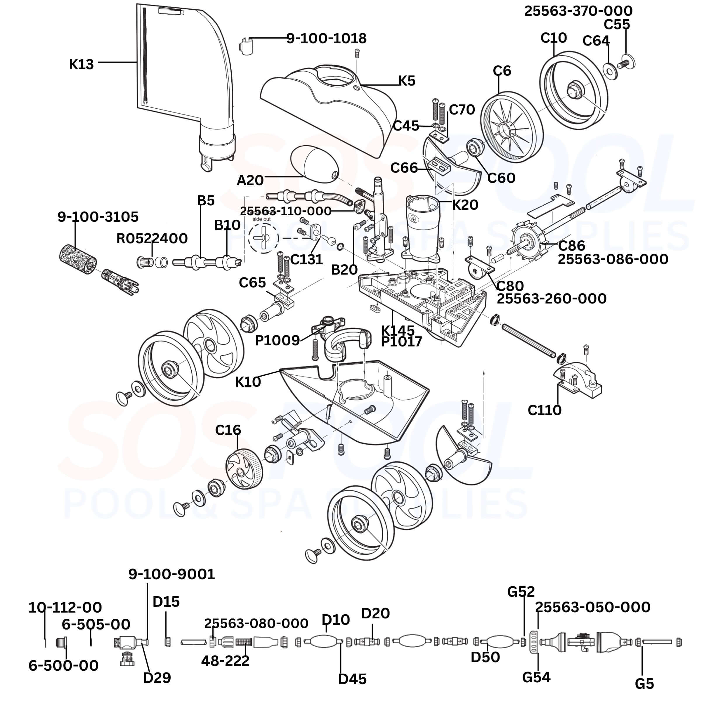 Polaris Vac-Sweep 280 Cleaner Replacement Parts Diagram