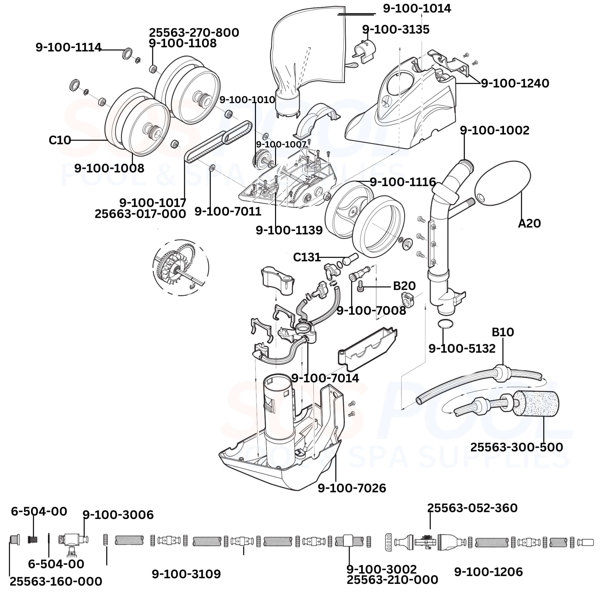 Polaris Vac-Sweep 360 Cleaner Replacement Parts Diagram