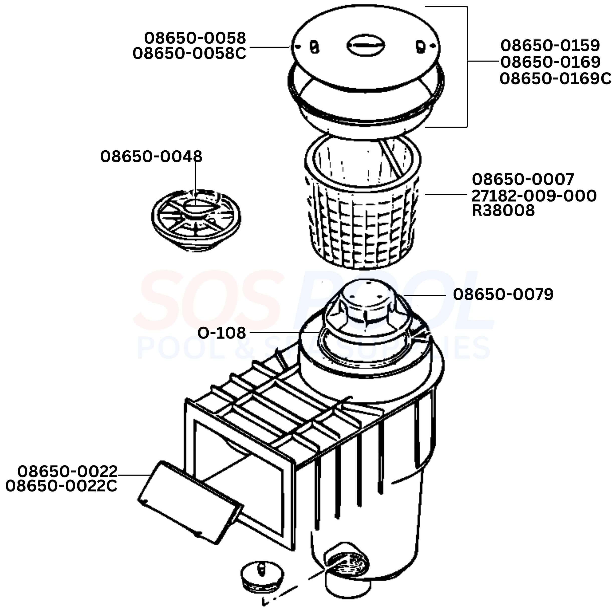 Pentair Skimmer Basket With Handle For Sta-Rite U-3 Skimmers | 08650-0