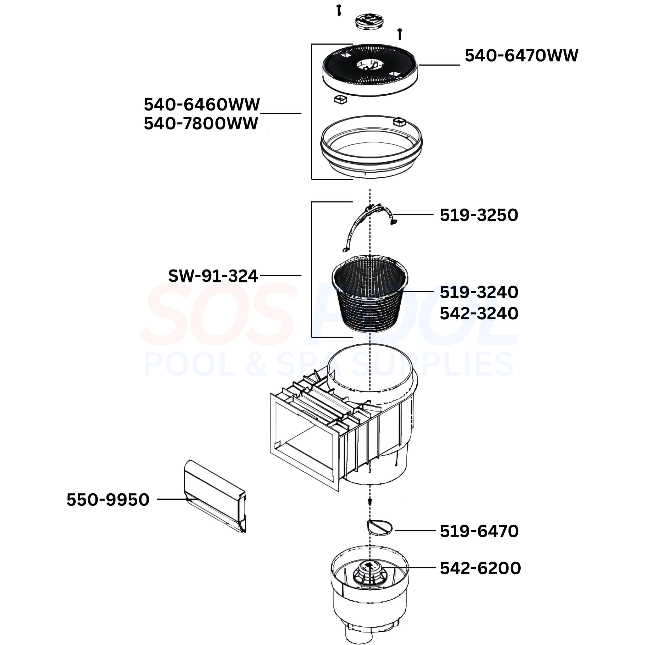 Waterway Renegade In-Ground Skimmer Diagram & Part List
