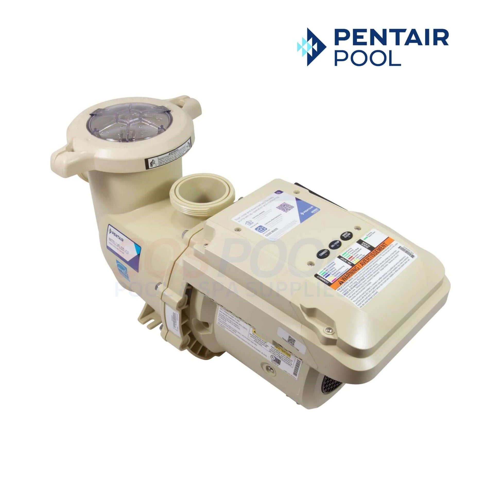 Pentair IntelliFlo3 VSF Variable Speed & Flow Pool Pump 1.5 THP shown from side, beige color, ideal for SOS Pool supplies.