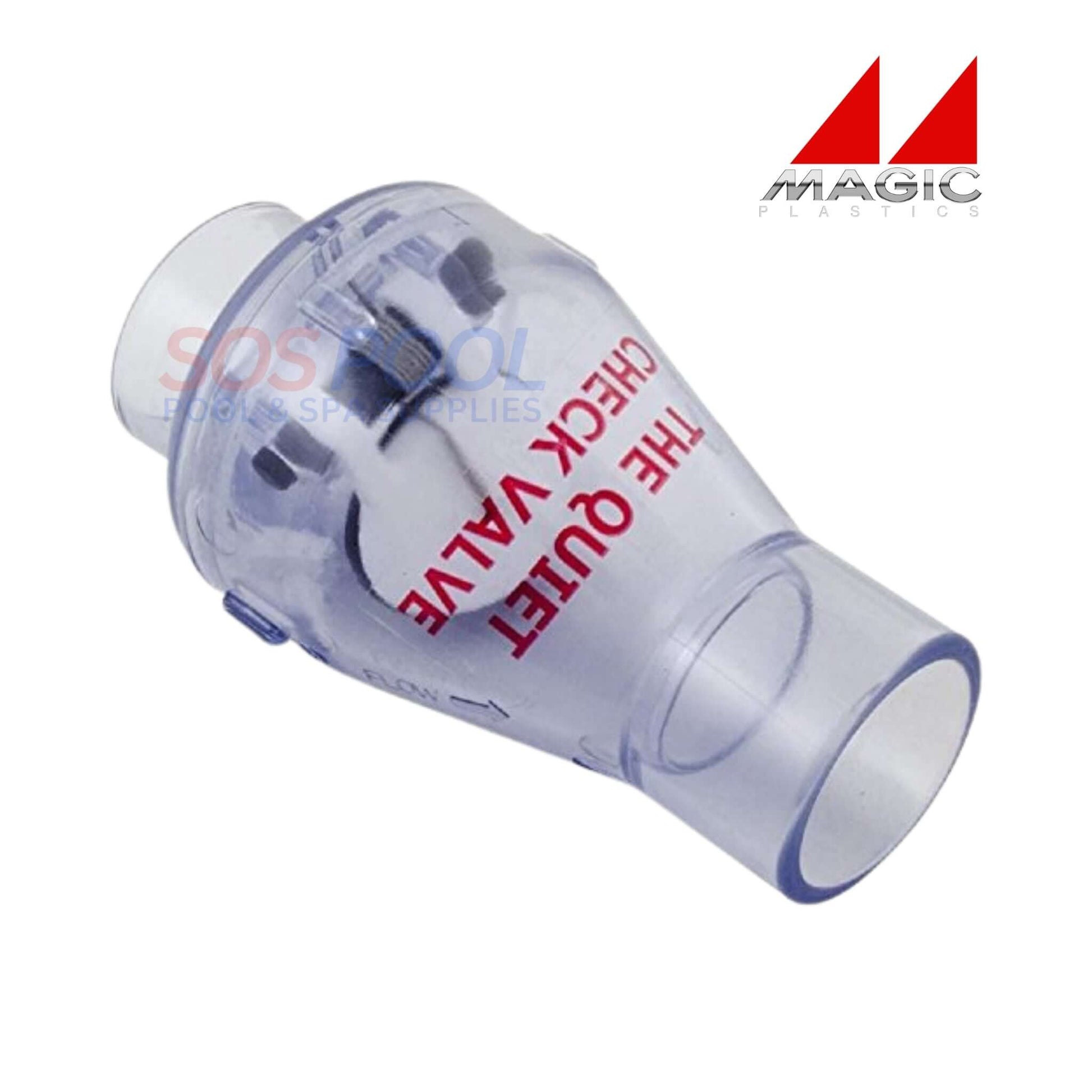 Magic Plastics 1" Slip x Slip Check Valve, clear, SKU 0821-10C, ideal for pool supplies, ensuring leak-free connections.
