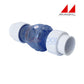 Magic Plastics 1.5" Union Swing Spring Check Valve 0823-15C in clear color for pool and irrigation systems.