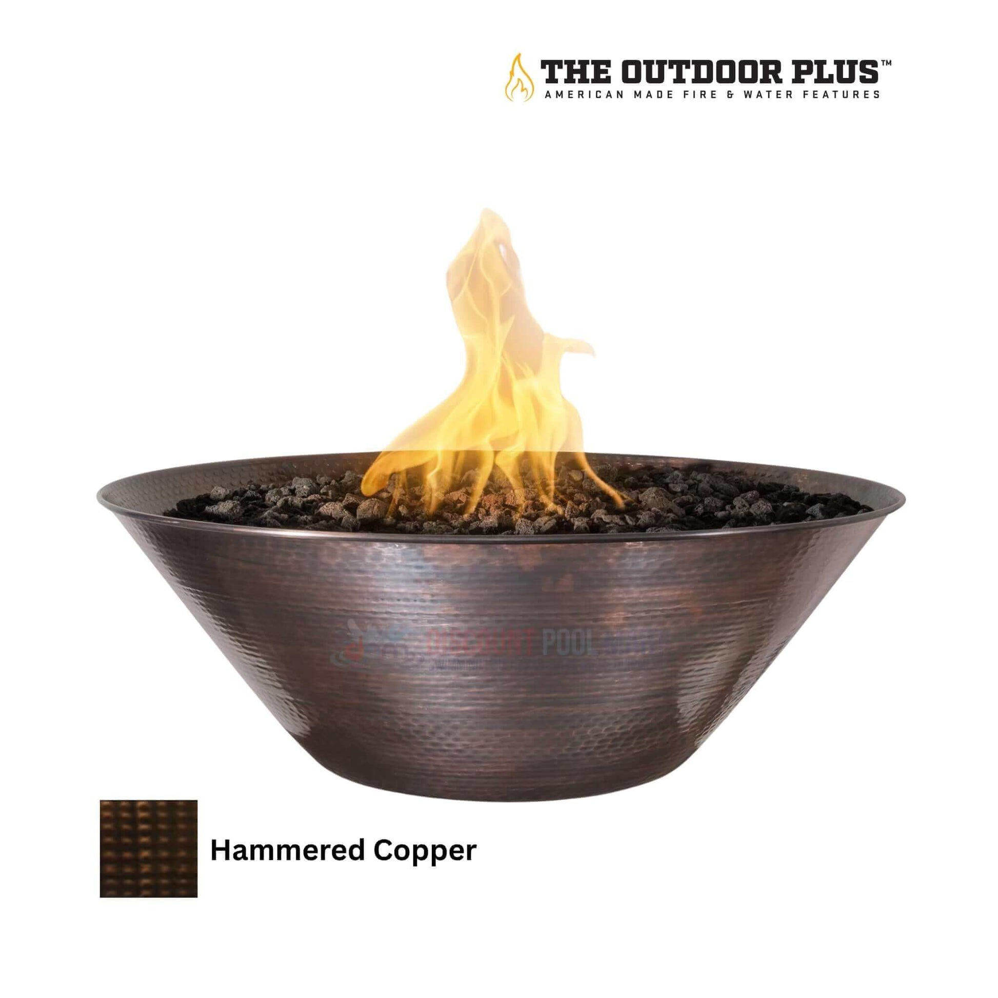 The Outdoor Plus Remi Fire Bowl 31" Hammered Patina Copper DPM SKU:12345 - Elegant outdoor fire feature.