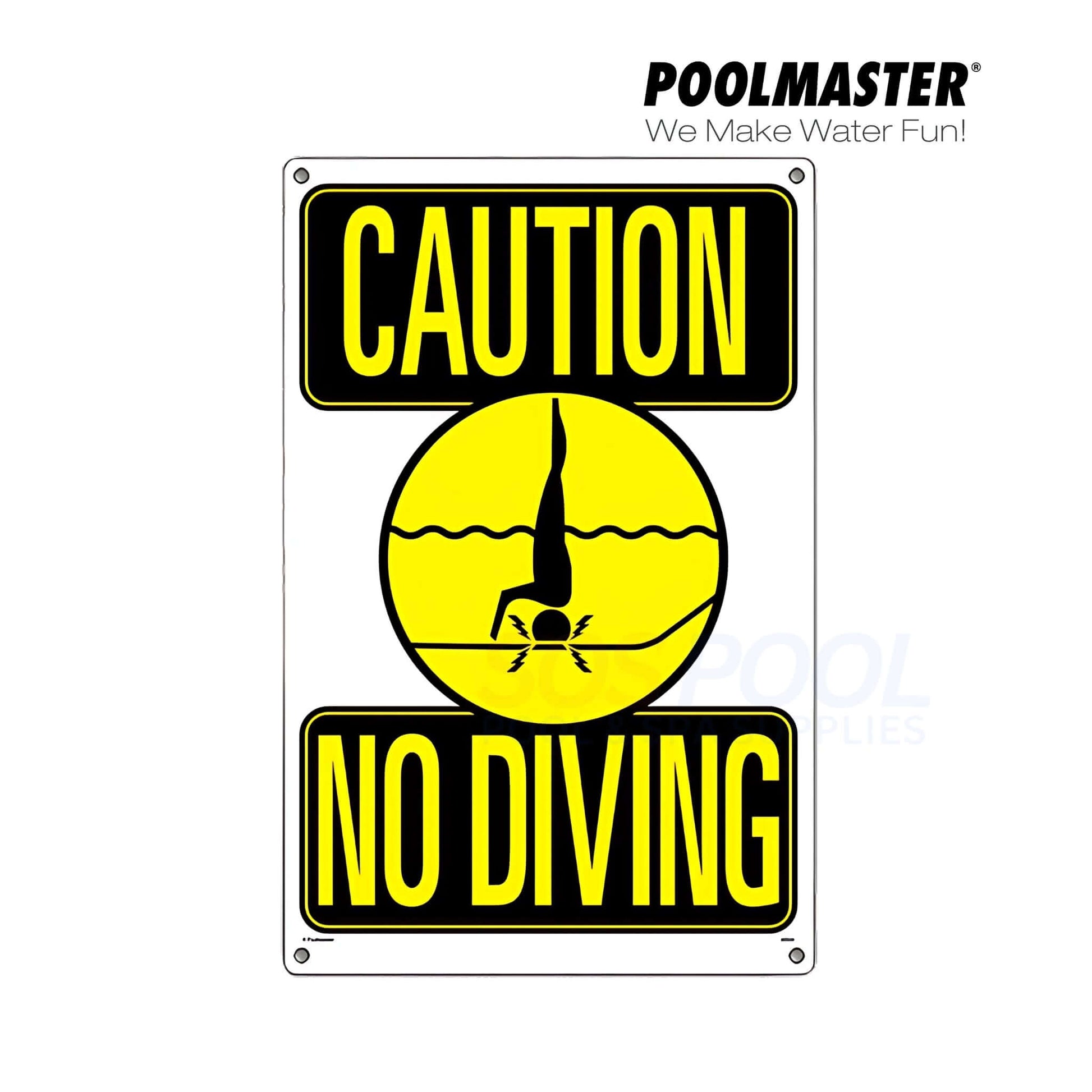 Caution No Diving Sign by Poolmaster, 12" x 18" for pool safety, SKU 40344, SOS Pool compliance.