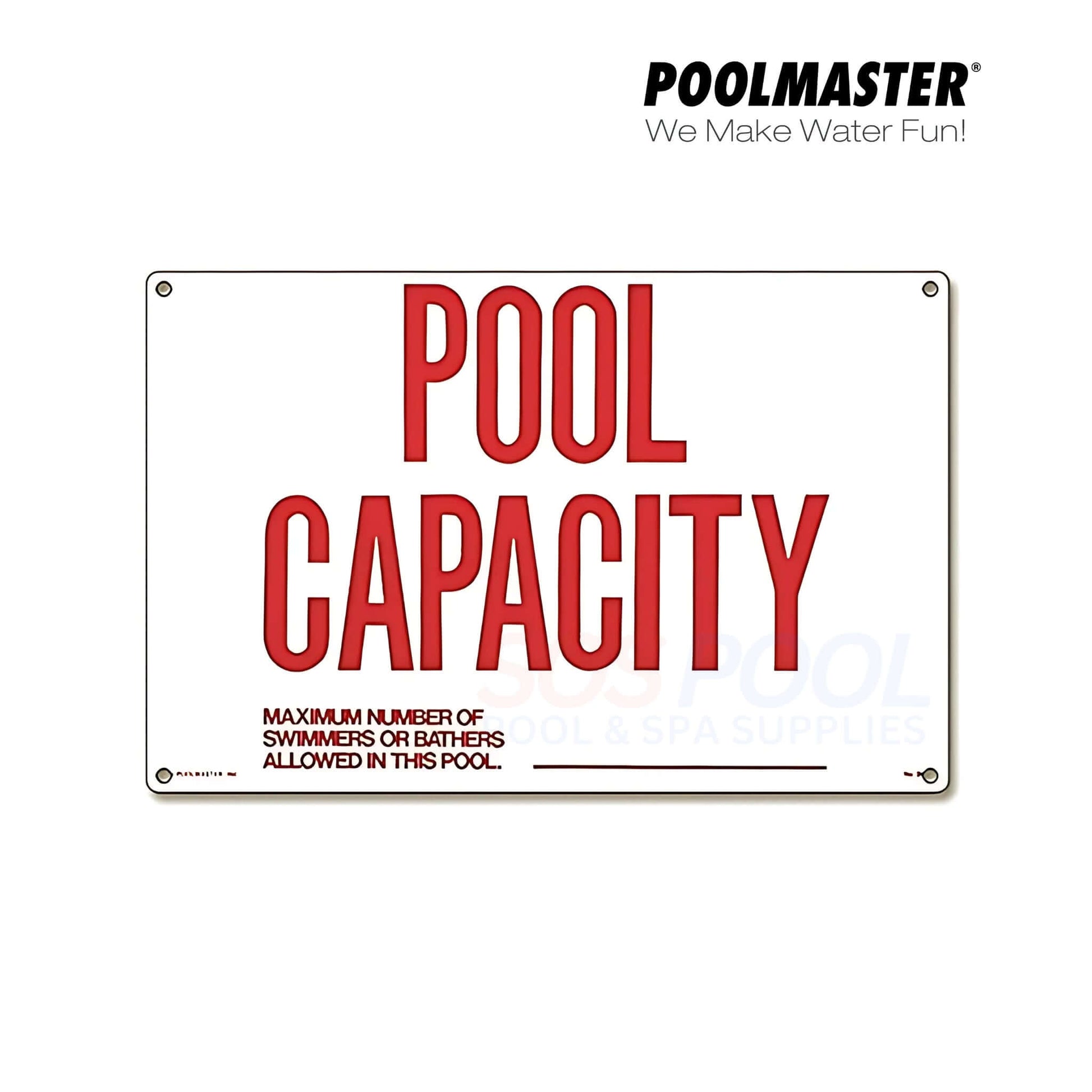 Poolmaster Pool Capacity Sign indicating maximum number of swimmers allowed, durable and weather-resistant, SKU 40361