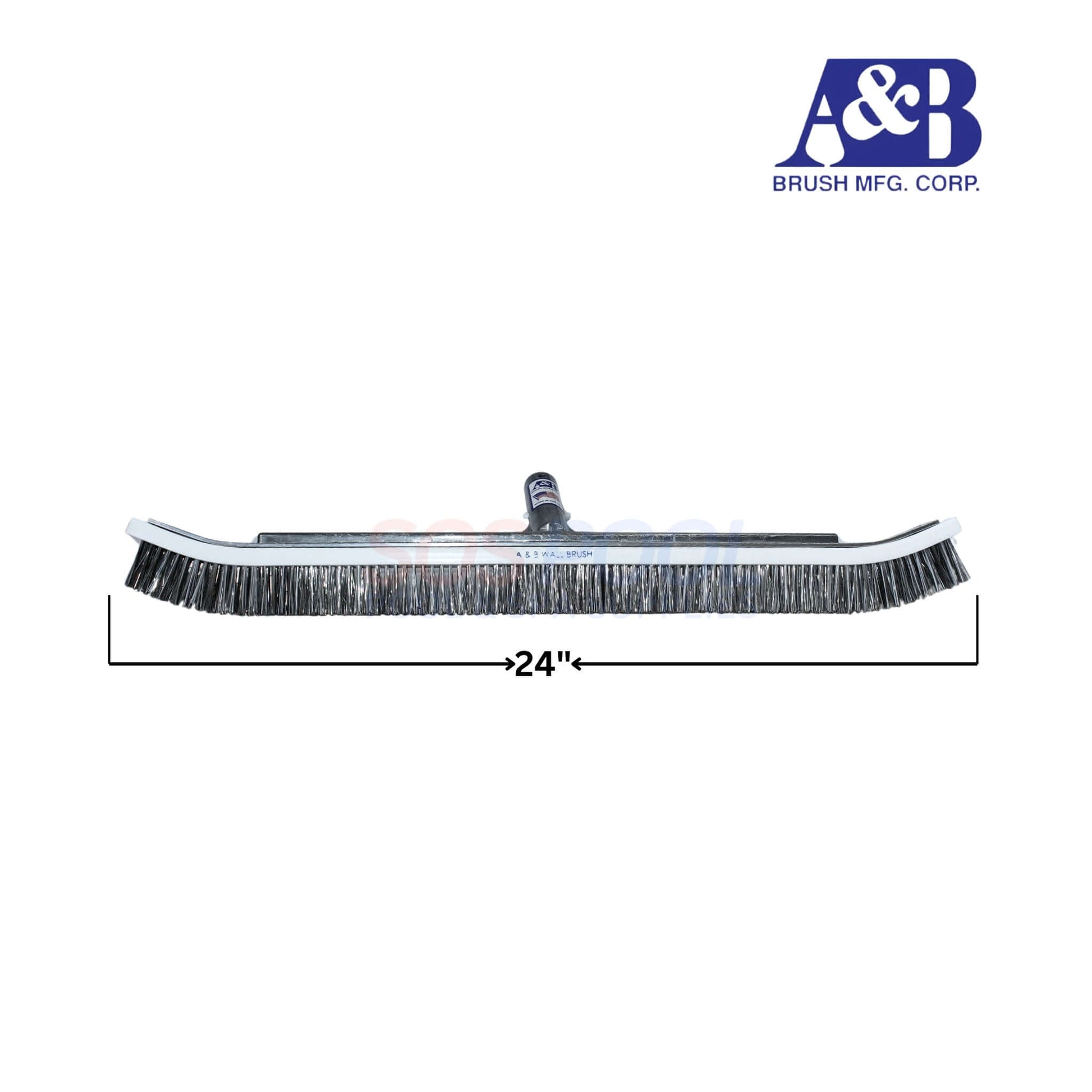 A&B 24" Combo Pool Wall Brush with stainless steel and nylon bristles, perfect for deep cleaning. SOS Pool maintenance.