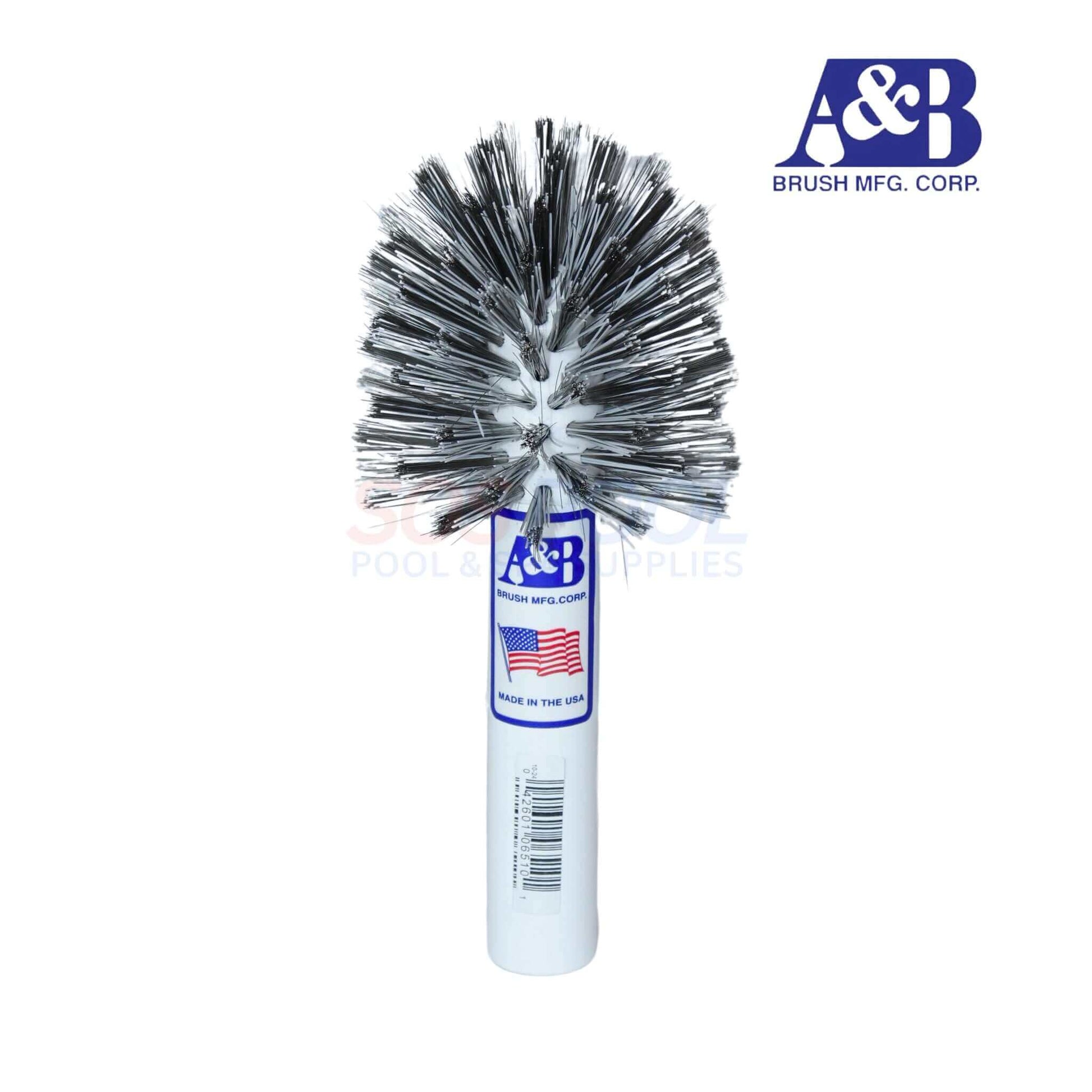 A&B Combo Corner Brush 6510 with stainless steel and nylon bristles for effective pool cleaning. SOS Pool.