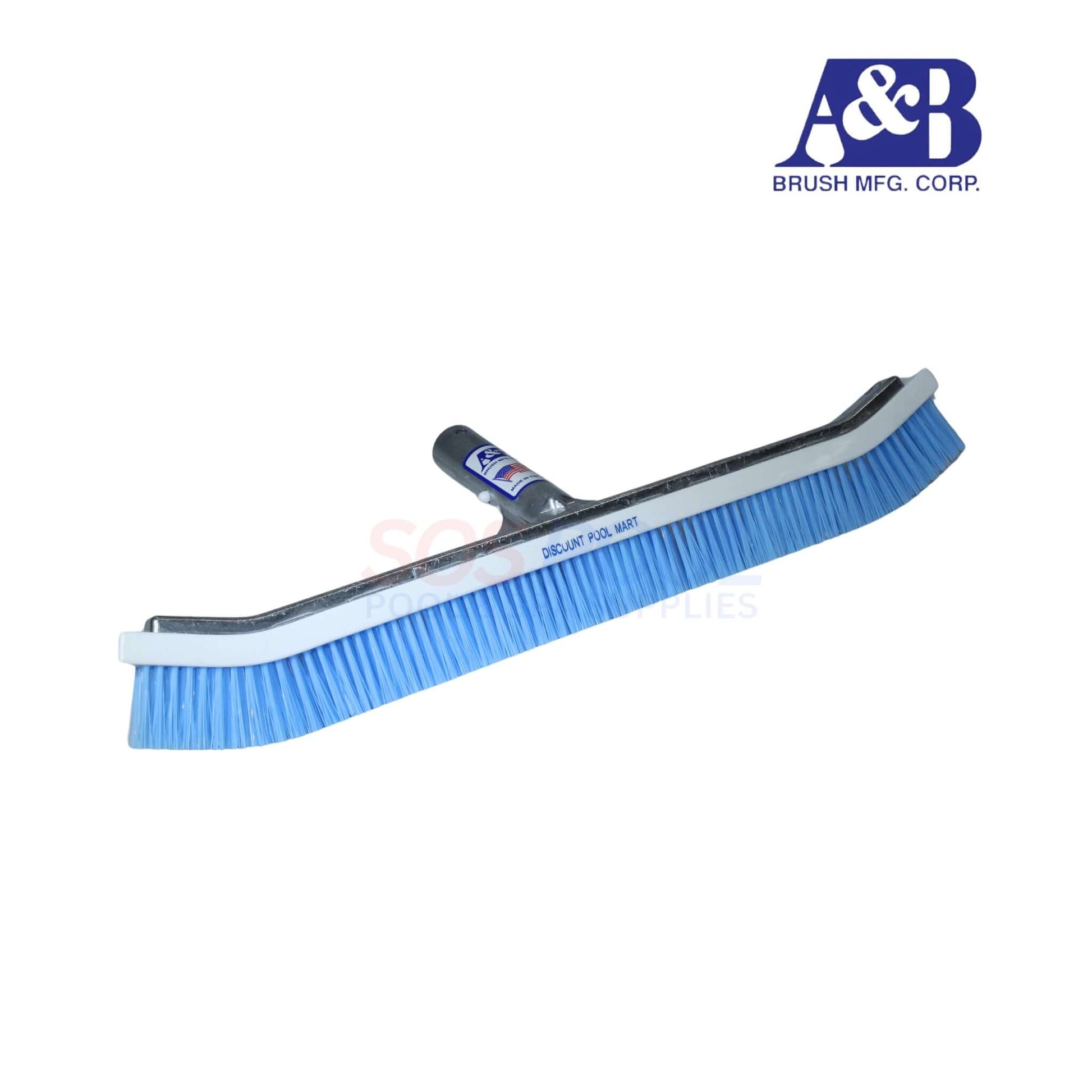 A&B Commercial 18" Blue Nylon Curved Pool Brush 3000 for effective cleaning of residential and commercial pools. SOS Pool.