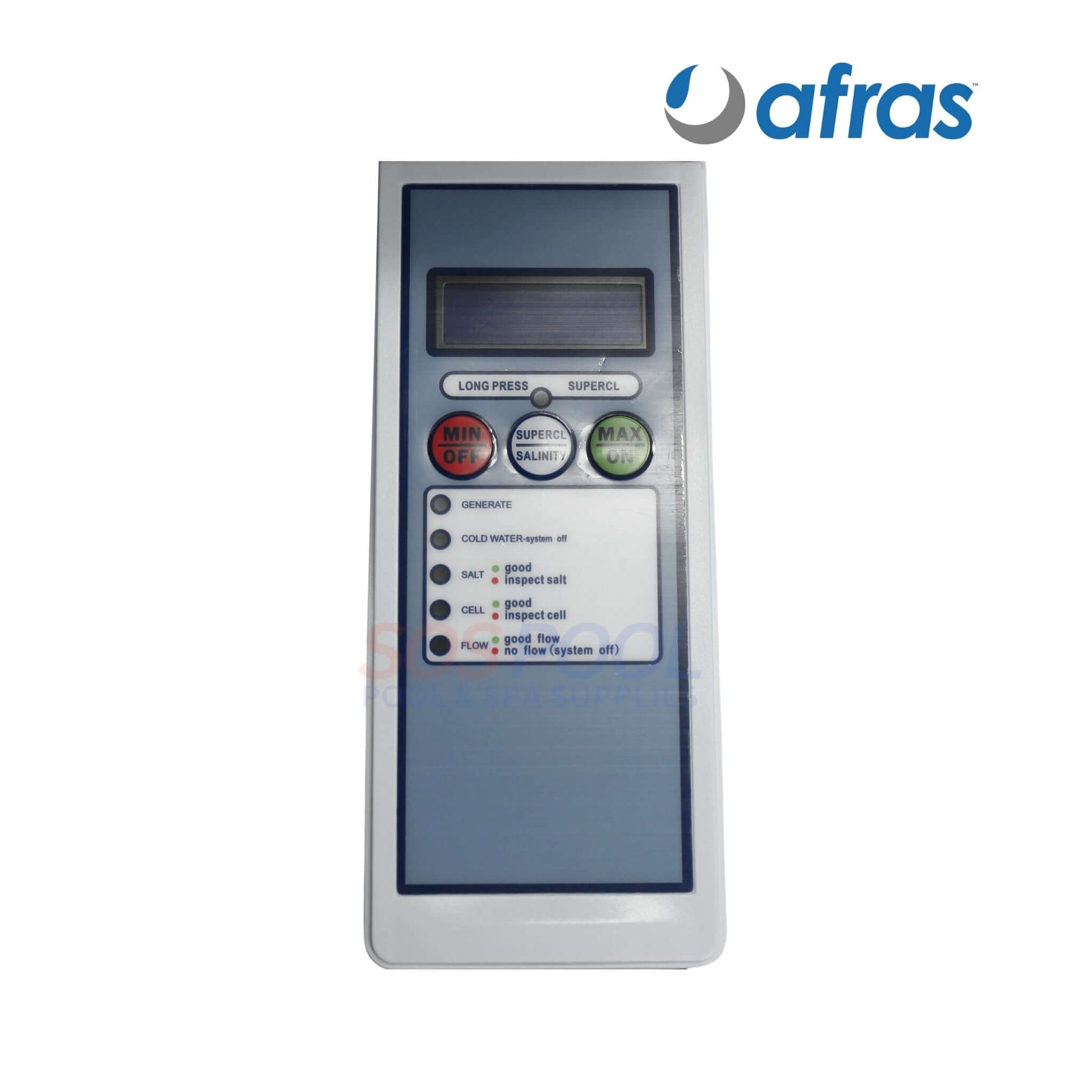 Afras 40K IRCF40 Salt Cell Chlorinator control panel with digital display, switches, and indicators | Pentair 520555 IC40 Replacement | 31400S.