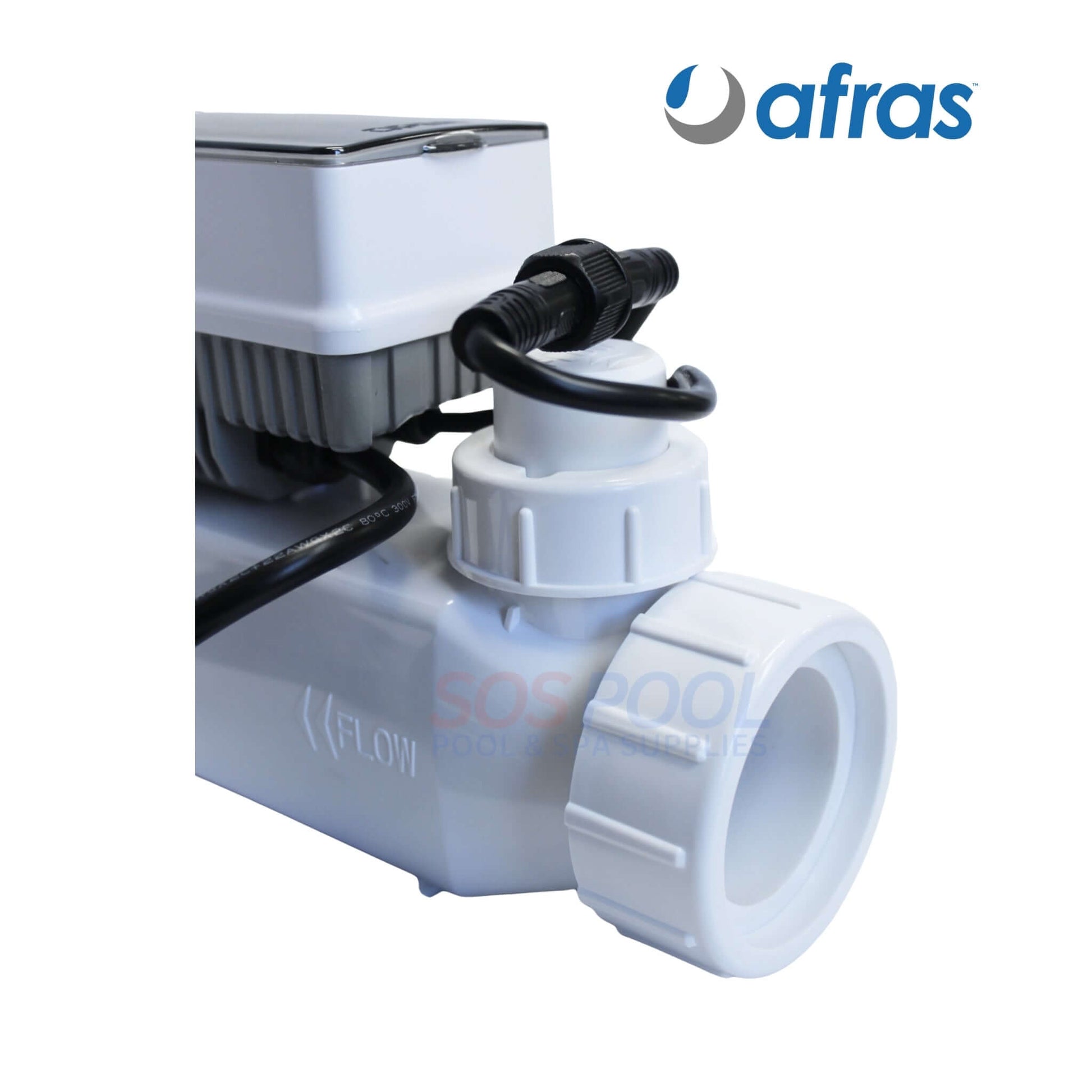 Afras 40K IRCF40 Salt Cell Chlorinator | Pentair 520555 IC40 Replacement | 31400S showing flow connection and sleek design for pool systems.
