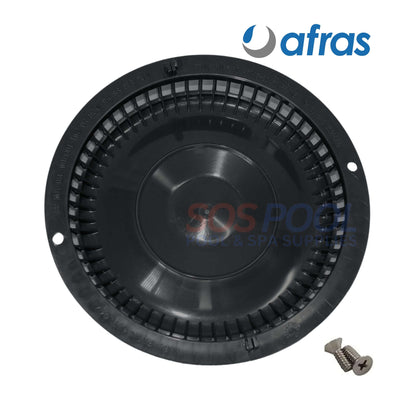 Afras Anti Vortex Drain Cover in black with screws, 7 3/8 inch, designed for pool safety at SOS Pool.