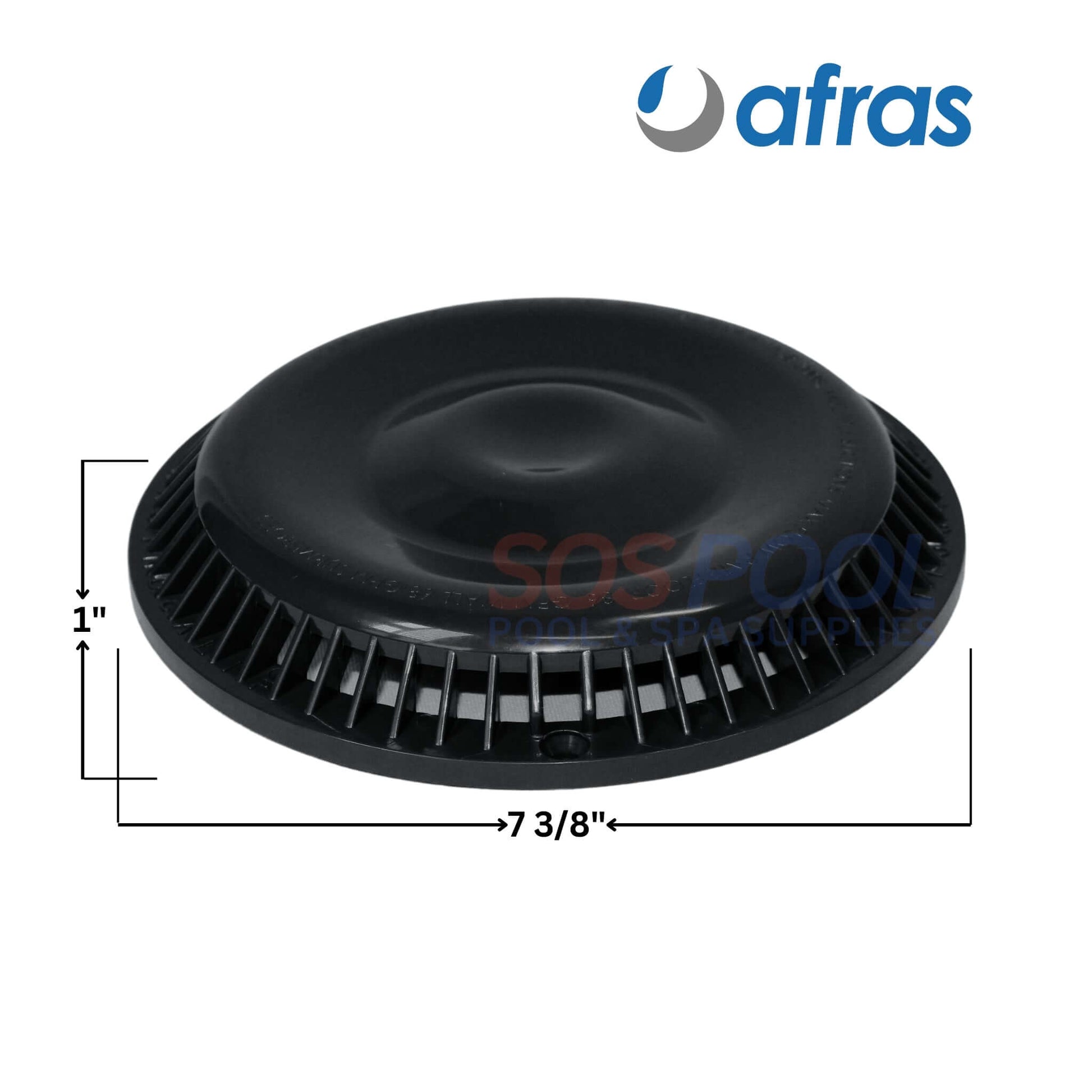 Afras Anti Vortex Drain Cover 7 3/8" black, designed for optimal water flow and safety. SOS Pool compliant.