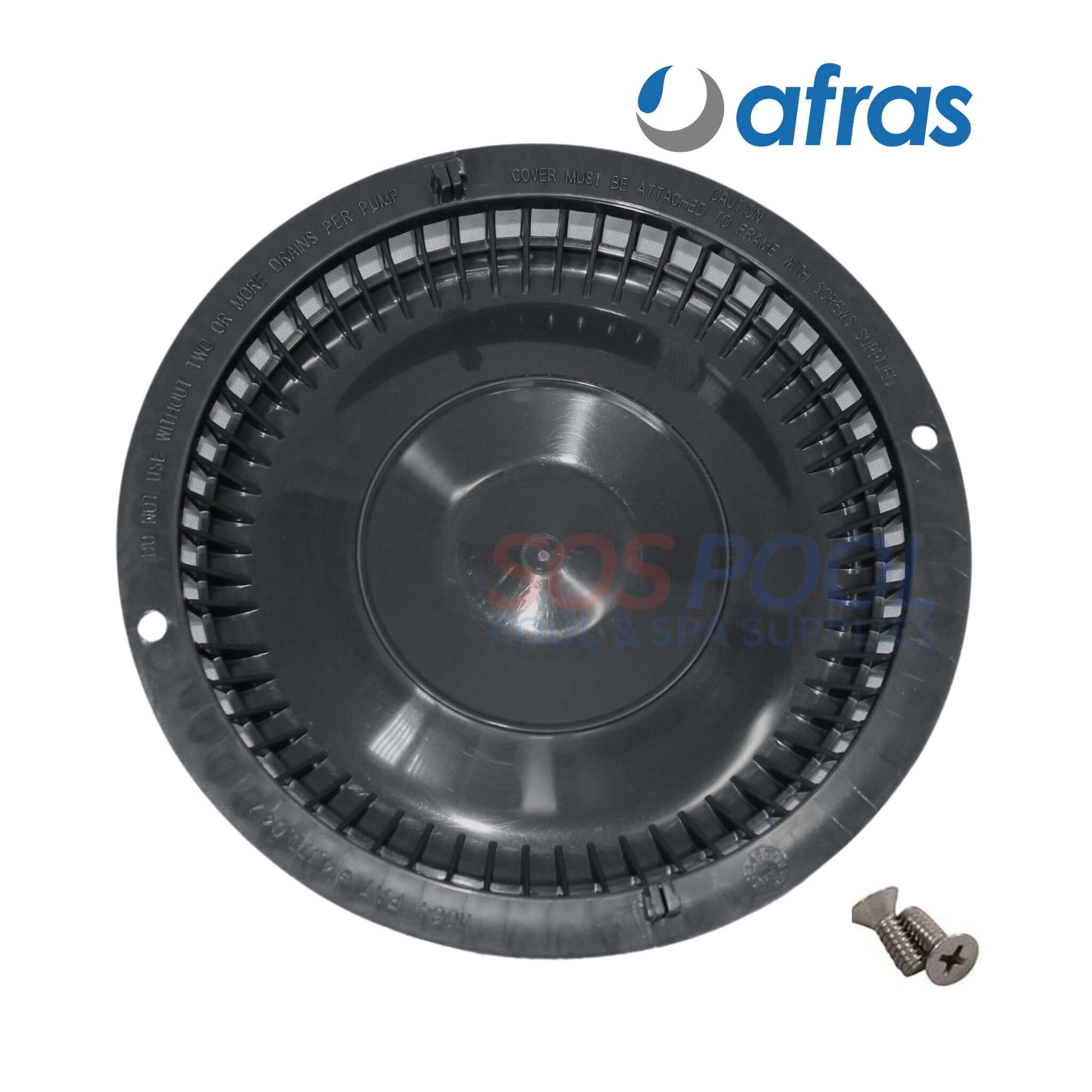 Afras Anti Vortex Drain Cover 11064DKGY in dark gray, 7 3/8-inch with screws, designed for optimal water flow, SOS Pool.