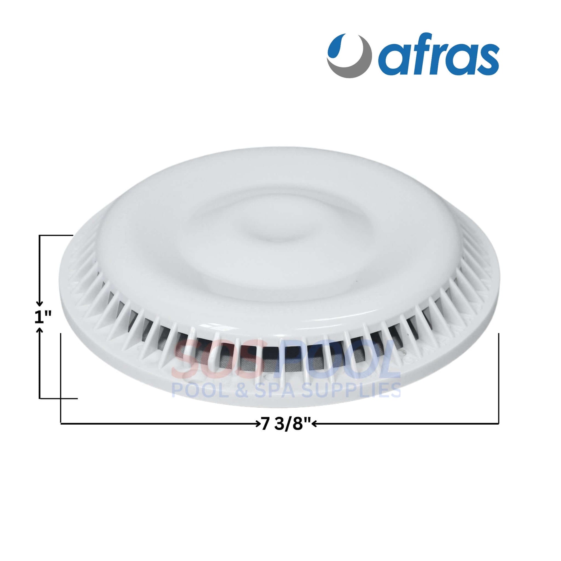 Afras Anti Vortex Drain Cover 11064W, white, 7 3/8 inch, SOS Pool compliant, durable ABS plastic.