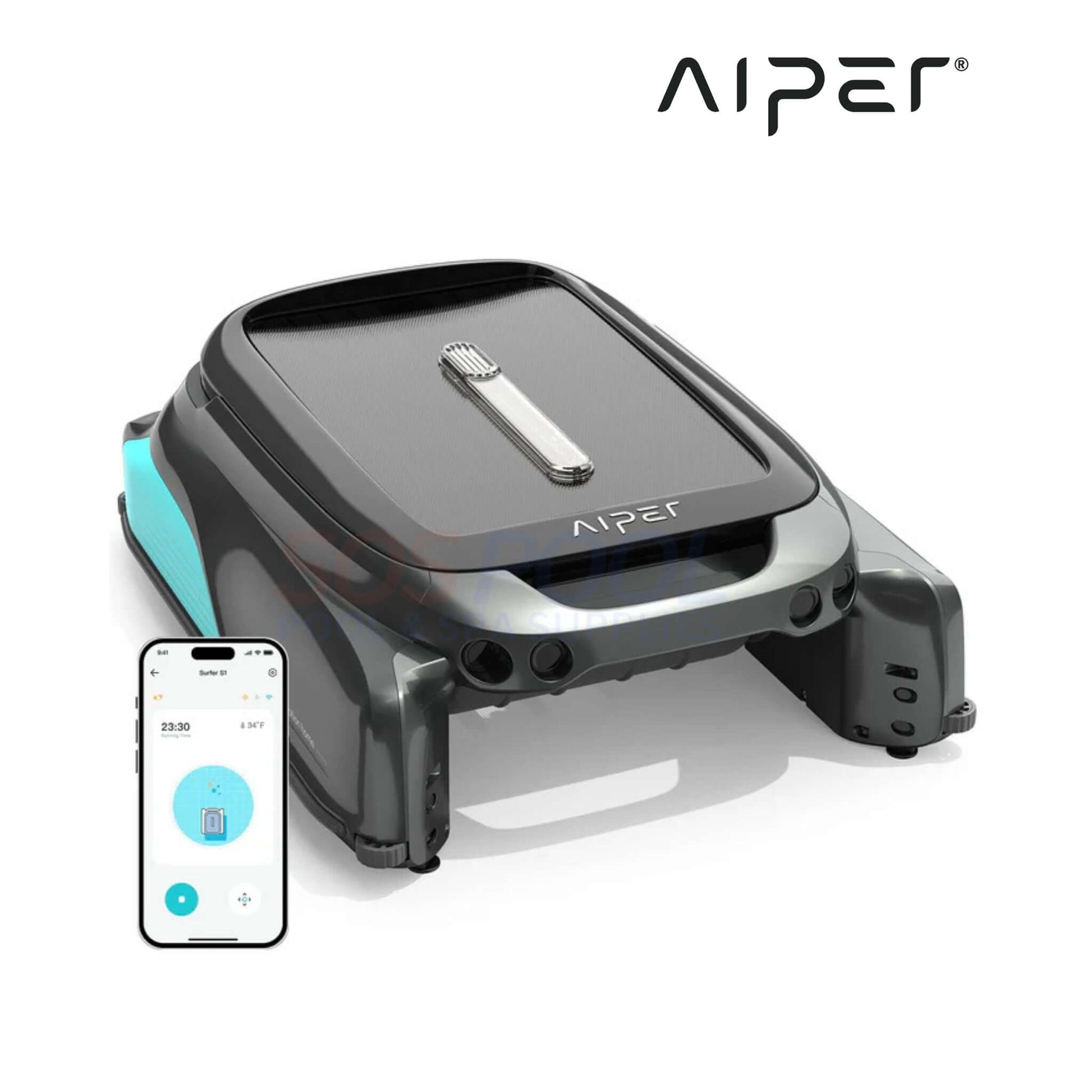 Aiper Cordless Robotic Pool Skimmer Surfer S1 with smartphone control interface, SOS Pool SKU: Surfer S1