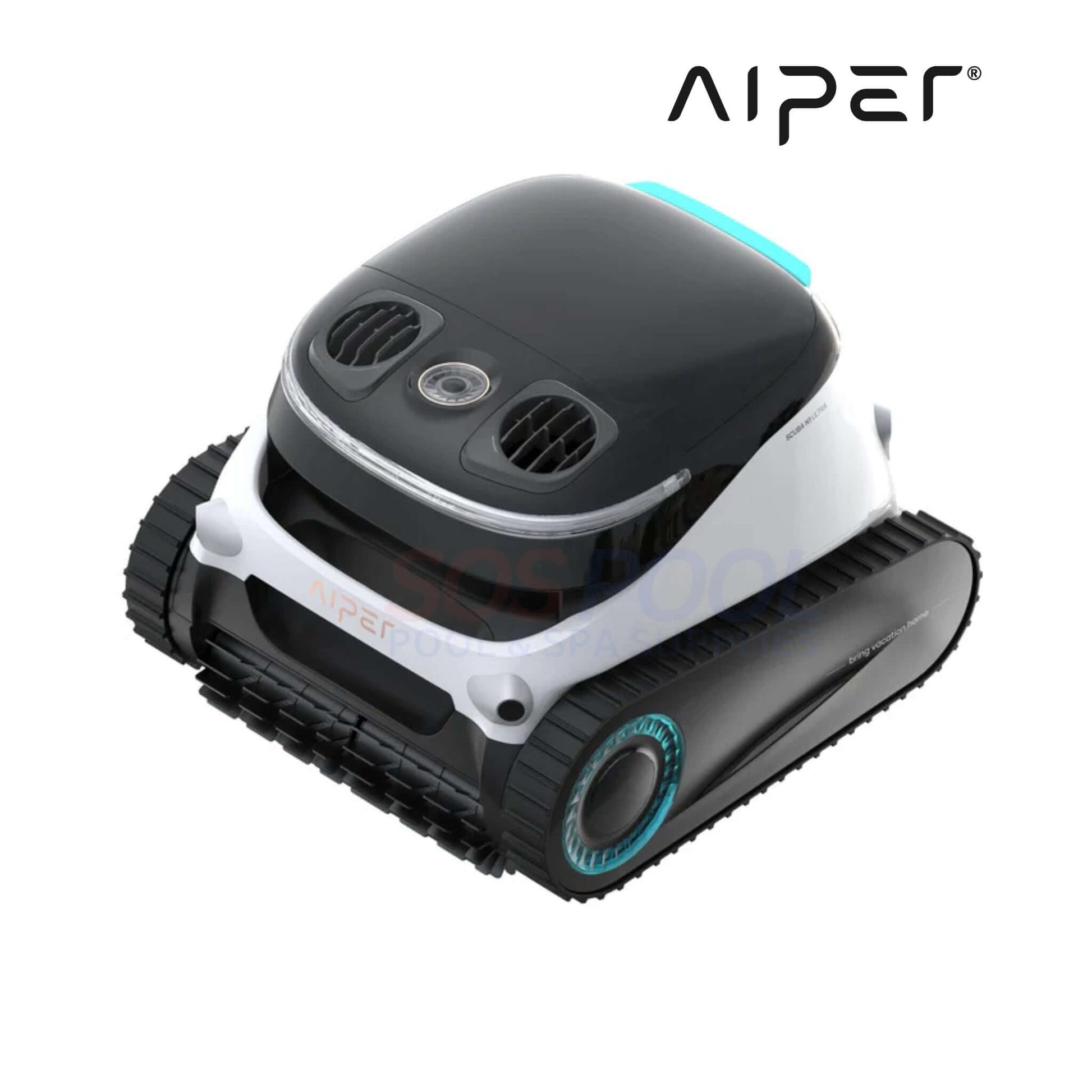 Aiper Scuba N1 Ultra Cordless Robotic Cleaner AI00426365001, black and white, top view, designed for efficient pool cleaning.