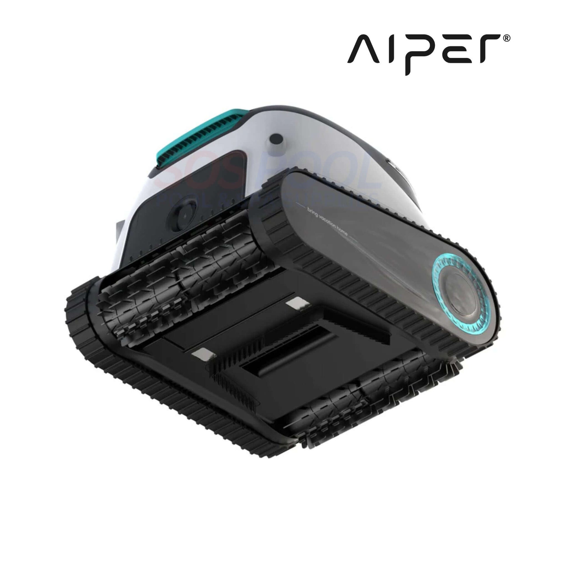 Aiper Scuba N1 Ultra Cordless Robotic Cleaner top view, black and teal design, model AI00426365001 for efficient pool cleaning.