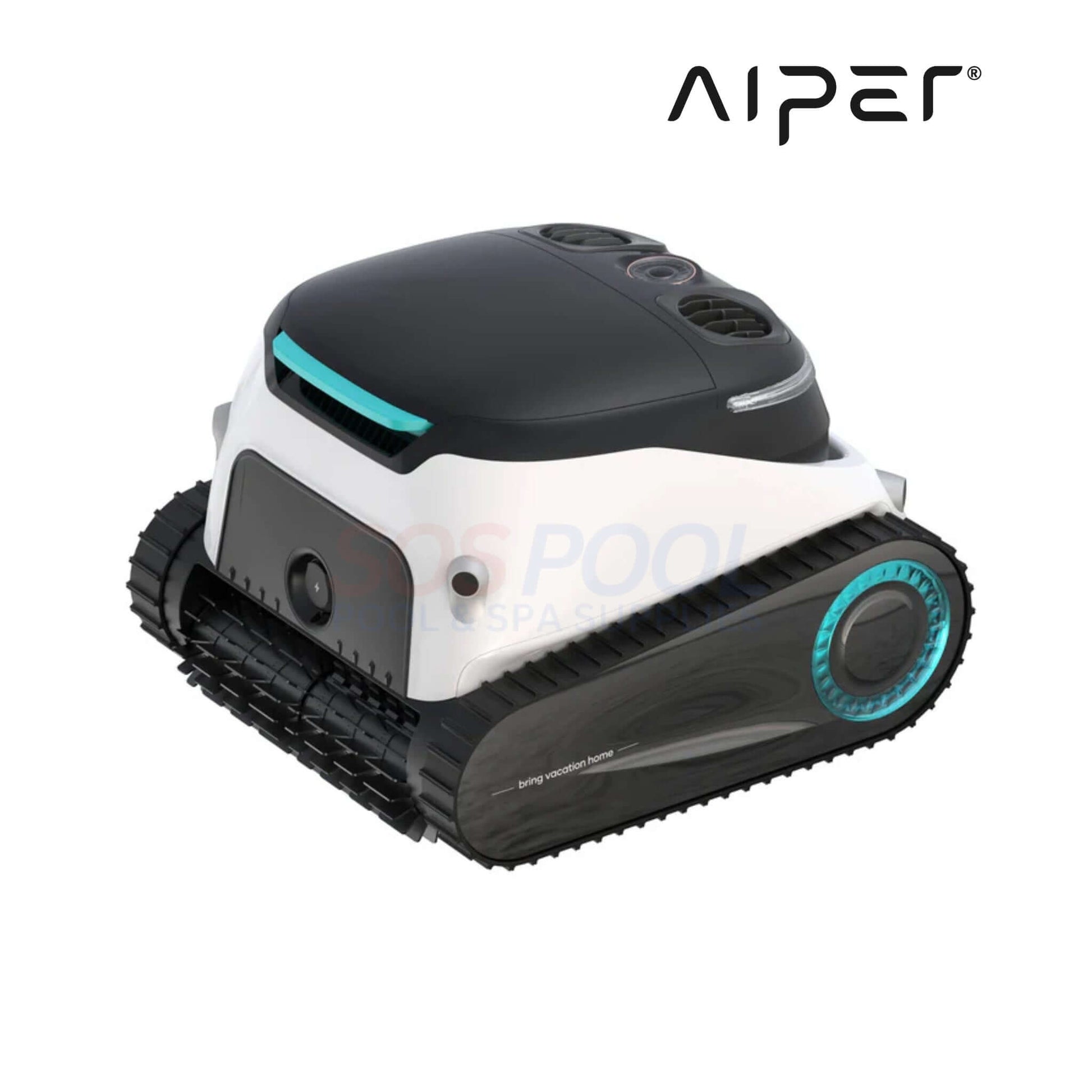 Aiper Scuba N1 Ultra Cordless Robotic Cleaner AI00426365001 in black and white, showcasing advanced cleaning features for swimming pools.